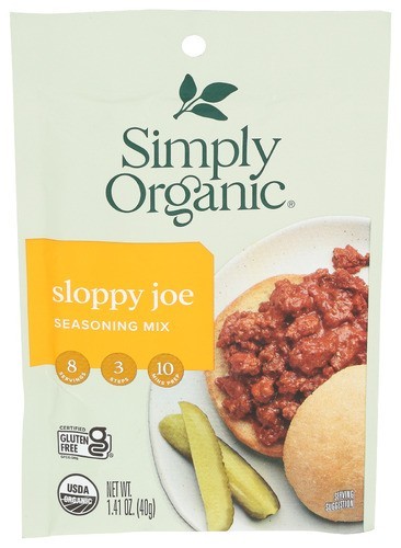 3 X Simply Organic, Sloppy Joe Seasoning Mix, ORGANIC, Gluten-Free