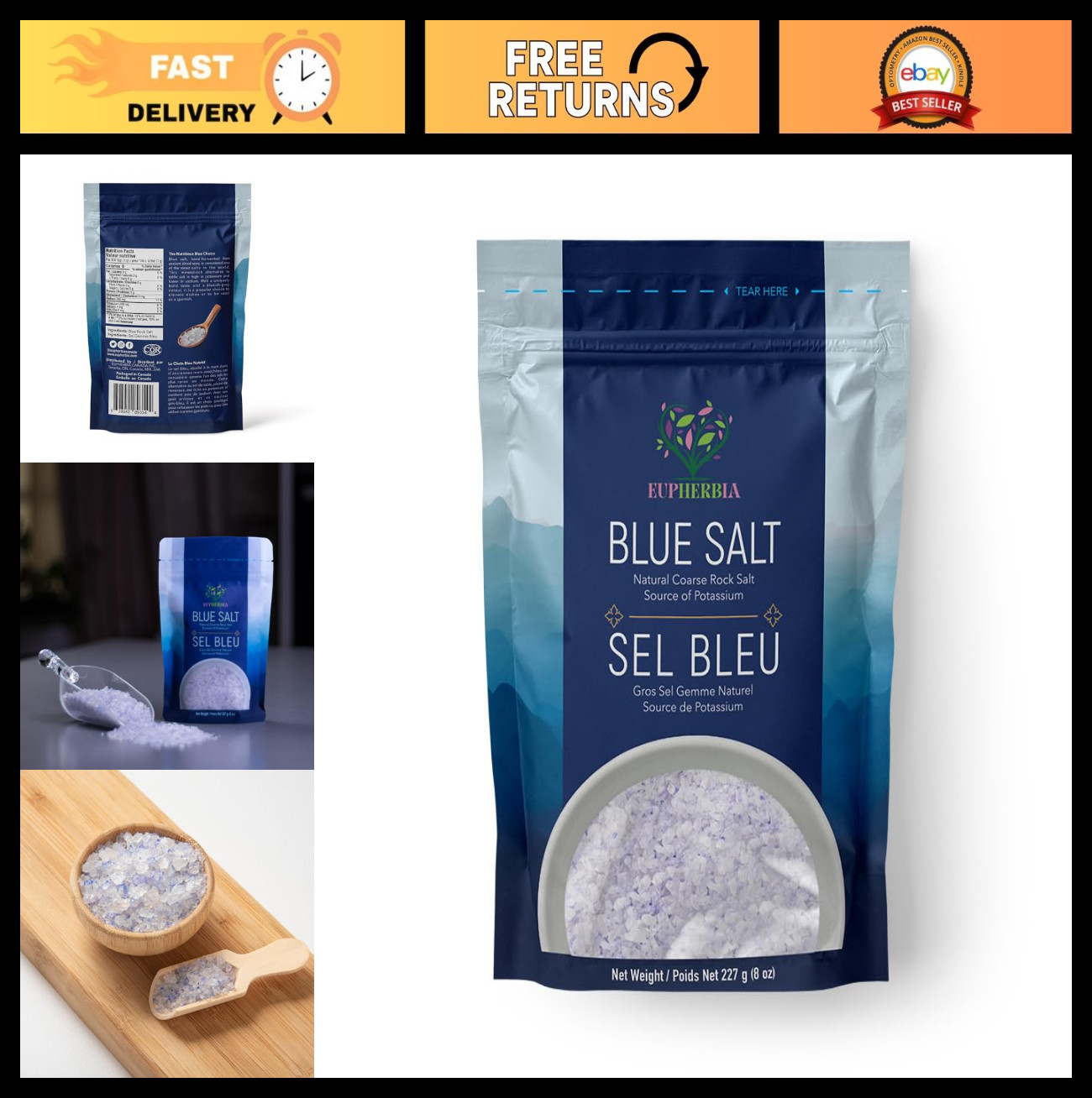 Coarse Blue Salt – Rare Mineral, High Potassium, Low Sodium, Natural & Kosher (2