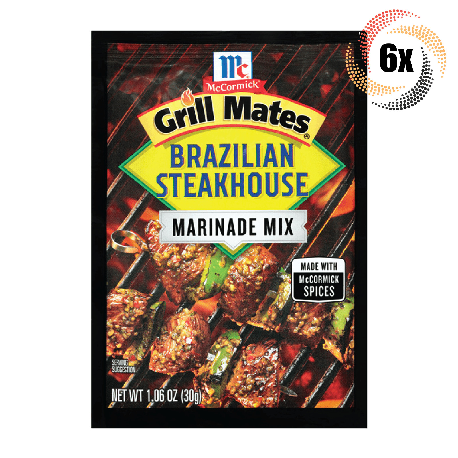 6x Packets McCormick Grill Mates Brazilian Steakhouse Marinade Mix | 1.06oz