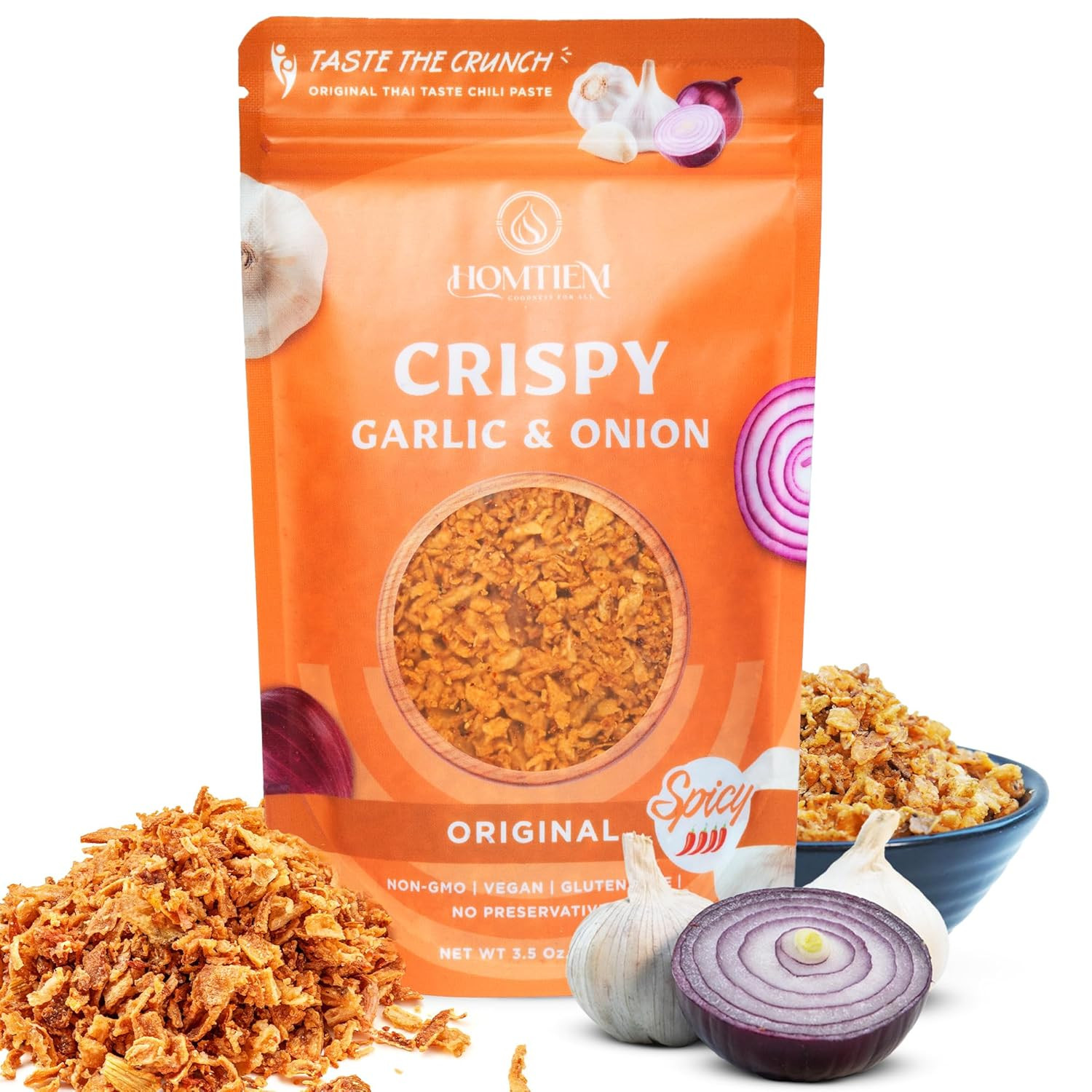 Crispy Garlic & Onion : Original Spicy 3.5 Oz., Medium Spice, Versatile Seasonin