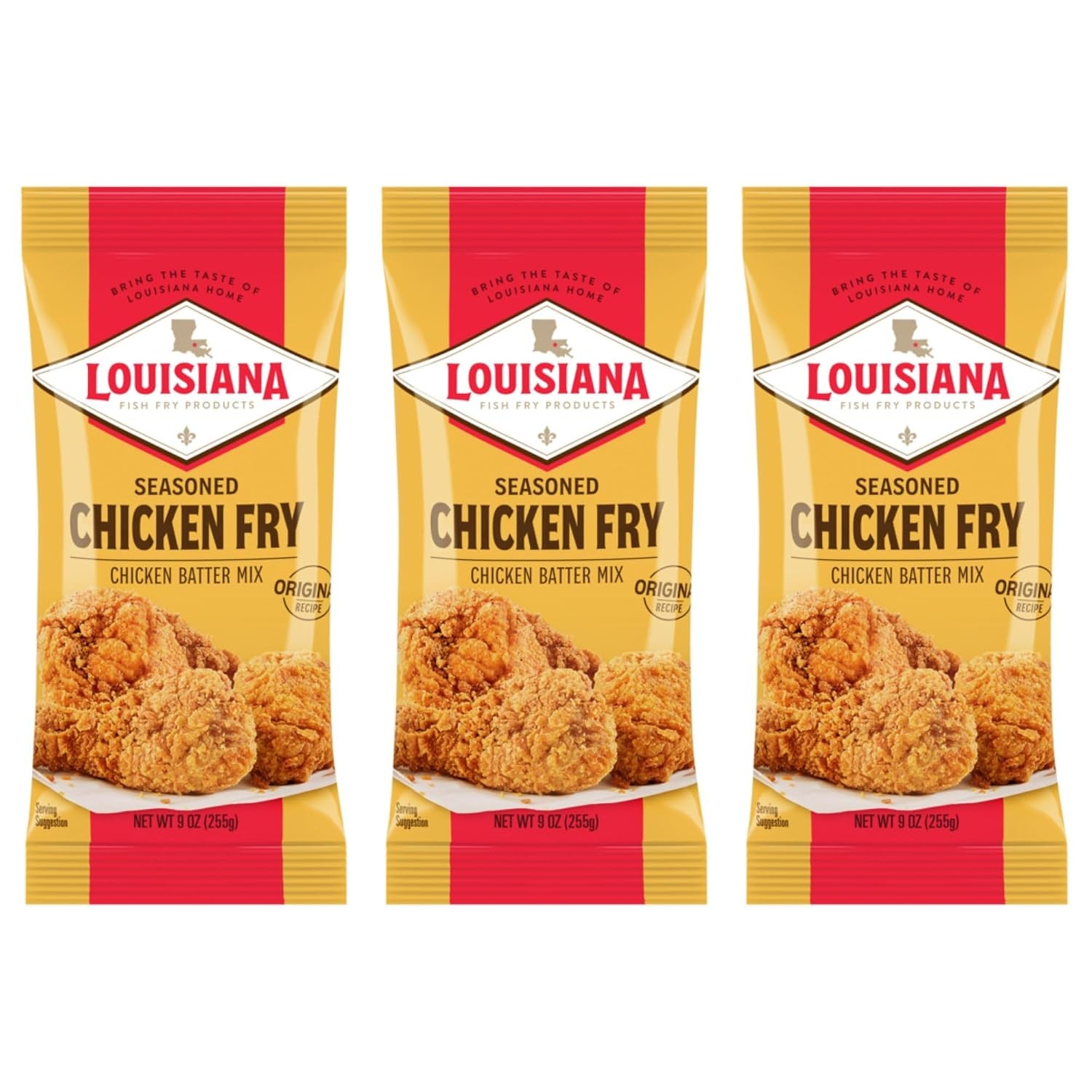 Louisiana Seasoned Chicken Fry Batter 9 oz Pack of 3 Crispy Southern Coating Mix