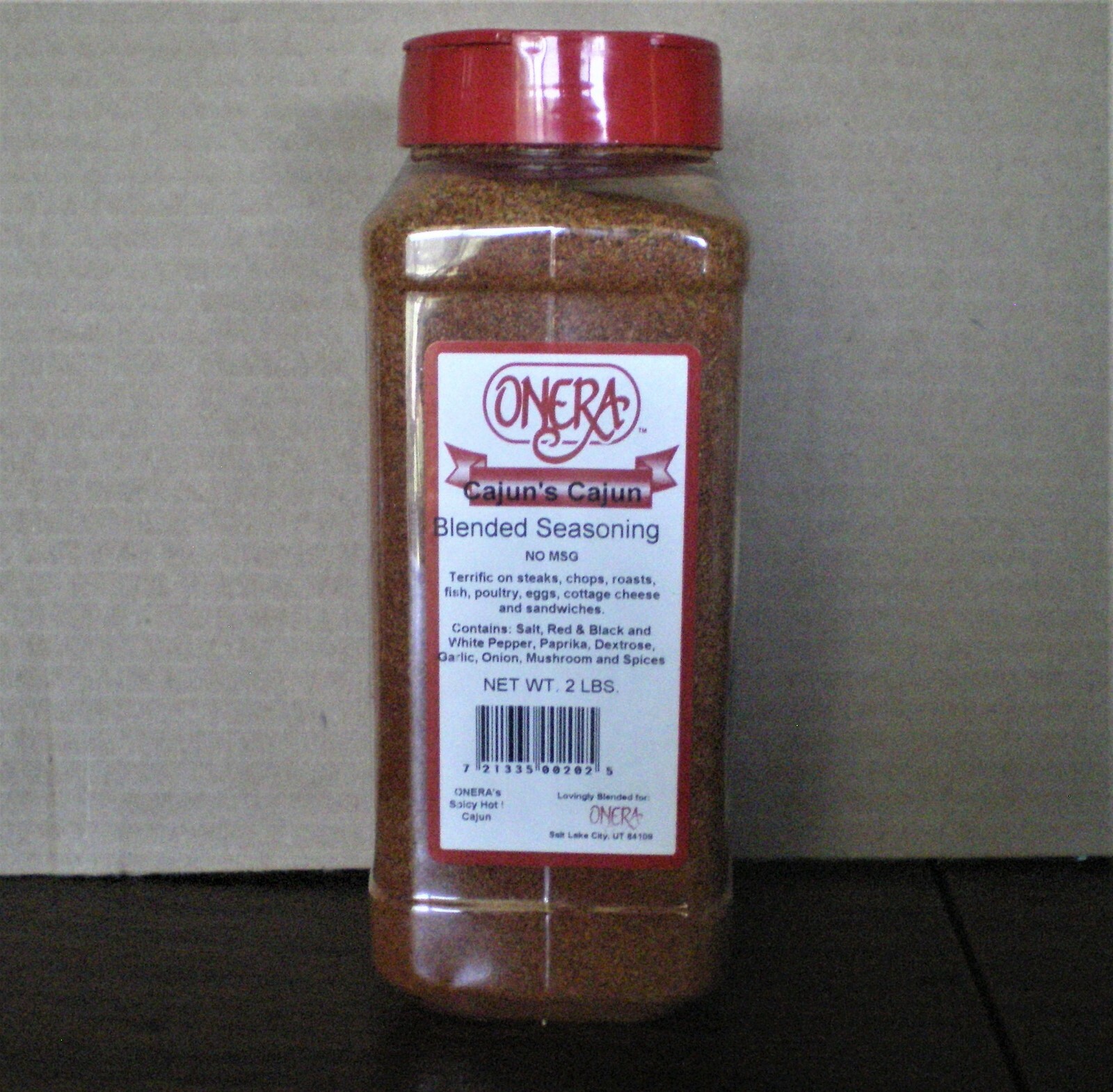 ONERA (r) “CAJUN’S CAJUN” SEASONING 2 LB BOTTLE FOR STEAK, CHOPS, ROASTS, RIBS