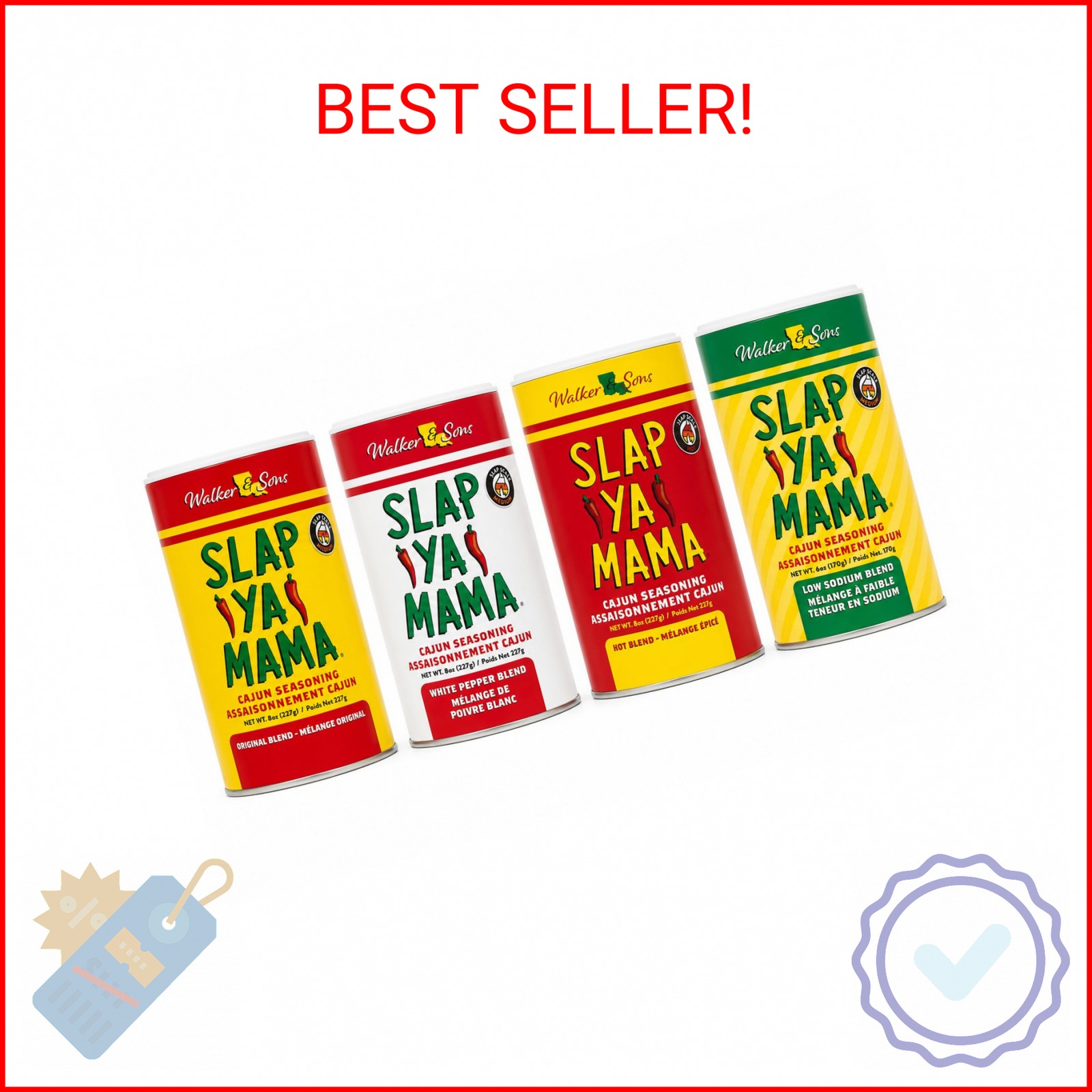 Slap Ya Mama Cajun Seasoning Variety Pack – 8 oz Cans, Original, Hot, White Pepp