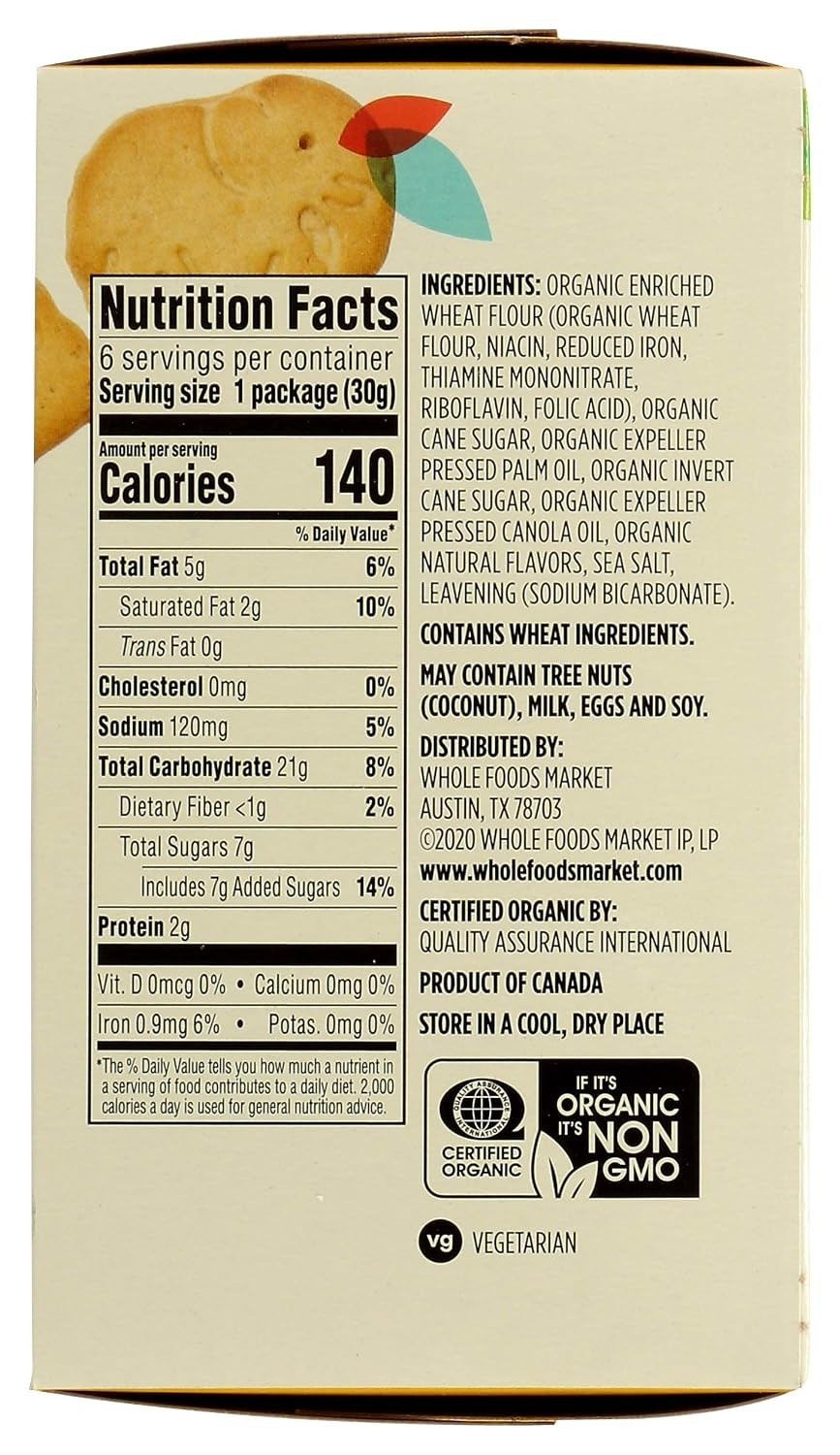 Organic Multi Pack Vanilla Animal Cookie, 6.3 Ounce Pack of 2