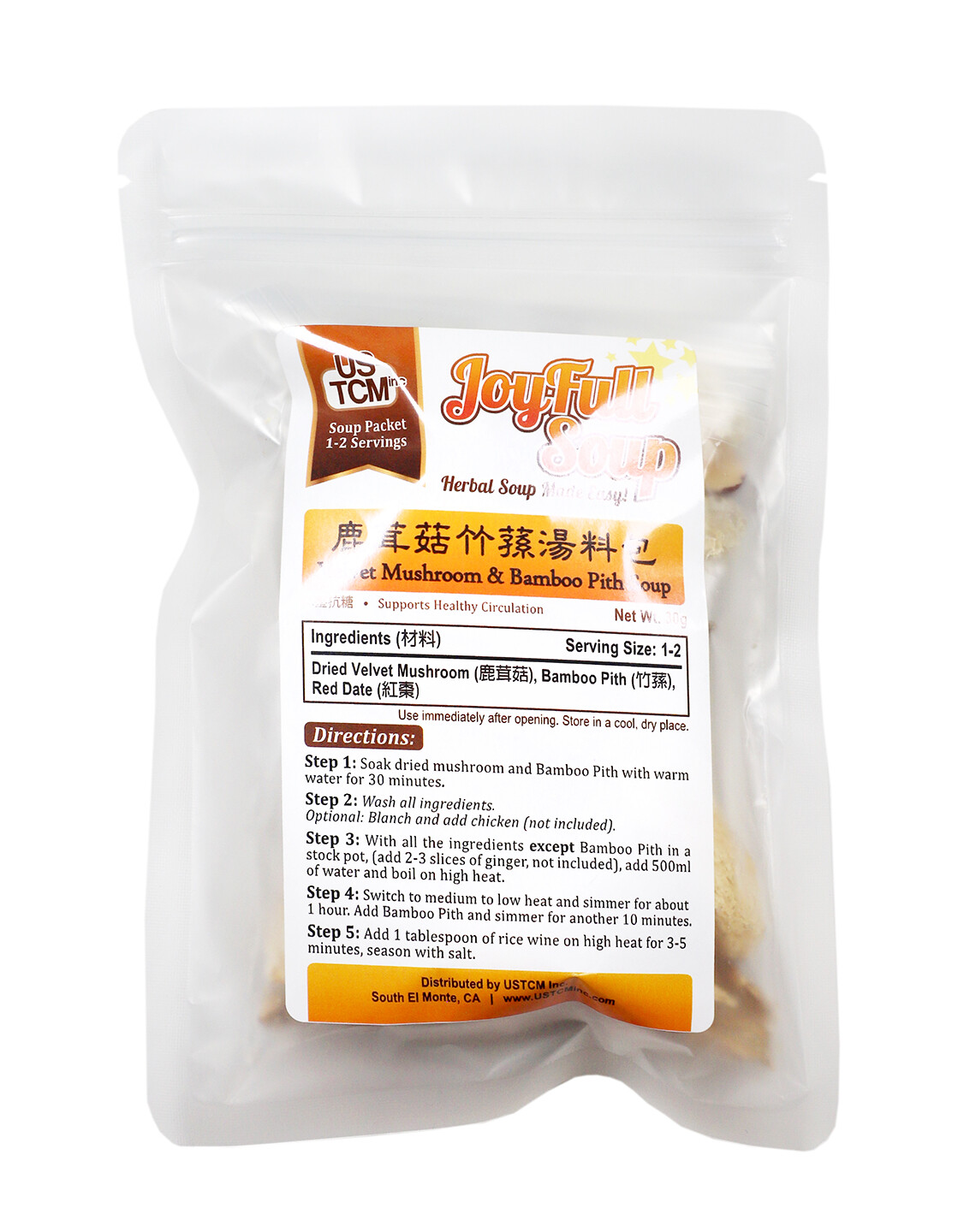 JoyFull Soup Velvet Mushroom & Bamboo Pith Soup Mix 鹿茸菇竹蓀湯料包 1-2 Servings 30g