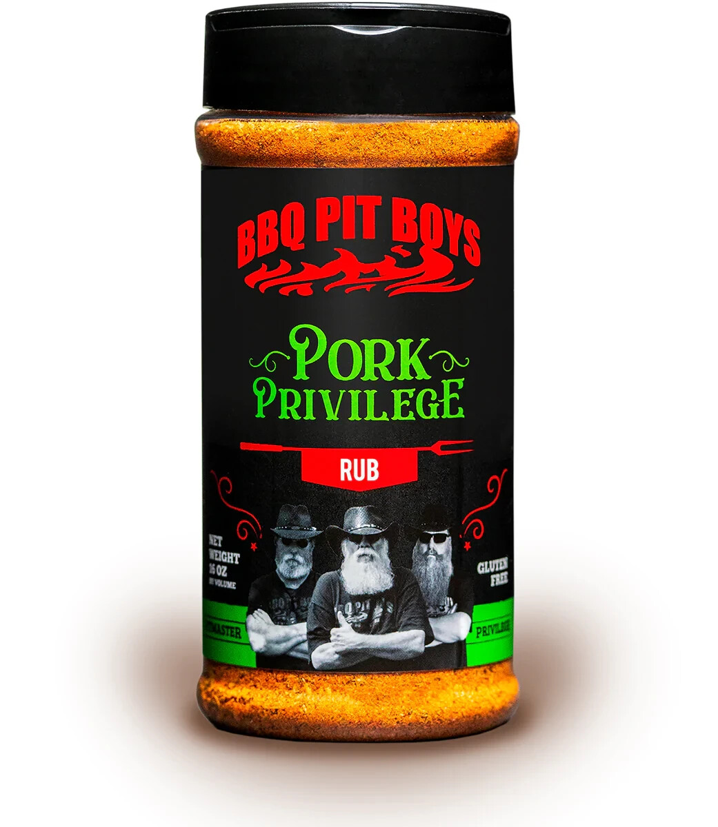 BBQ Pit Boys Pork Privilege Rub Seasoning – 16oz w/ Dual Flapper Lid Gluten Free