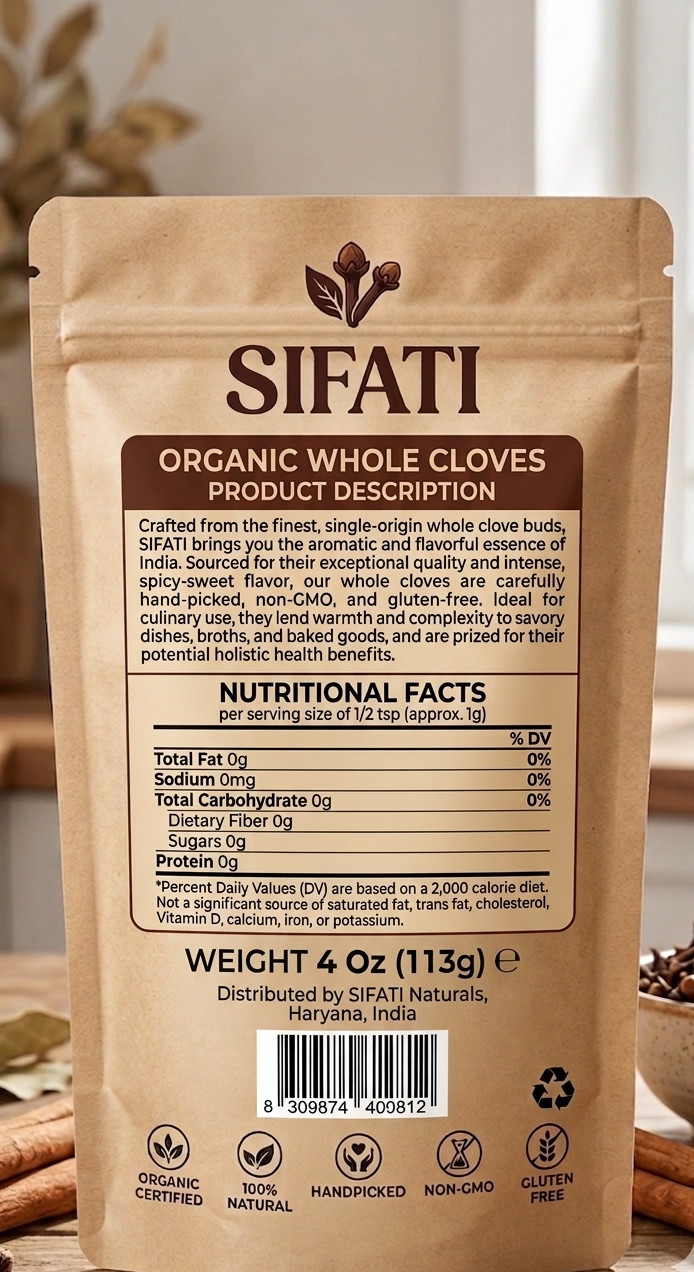 Organic Whole Cloves, Premium Asian- 4 Oz, Free Shipping-SIFATI CHEF Special