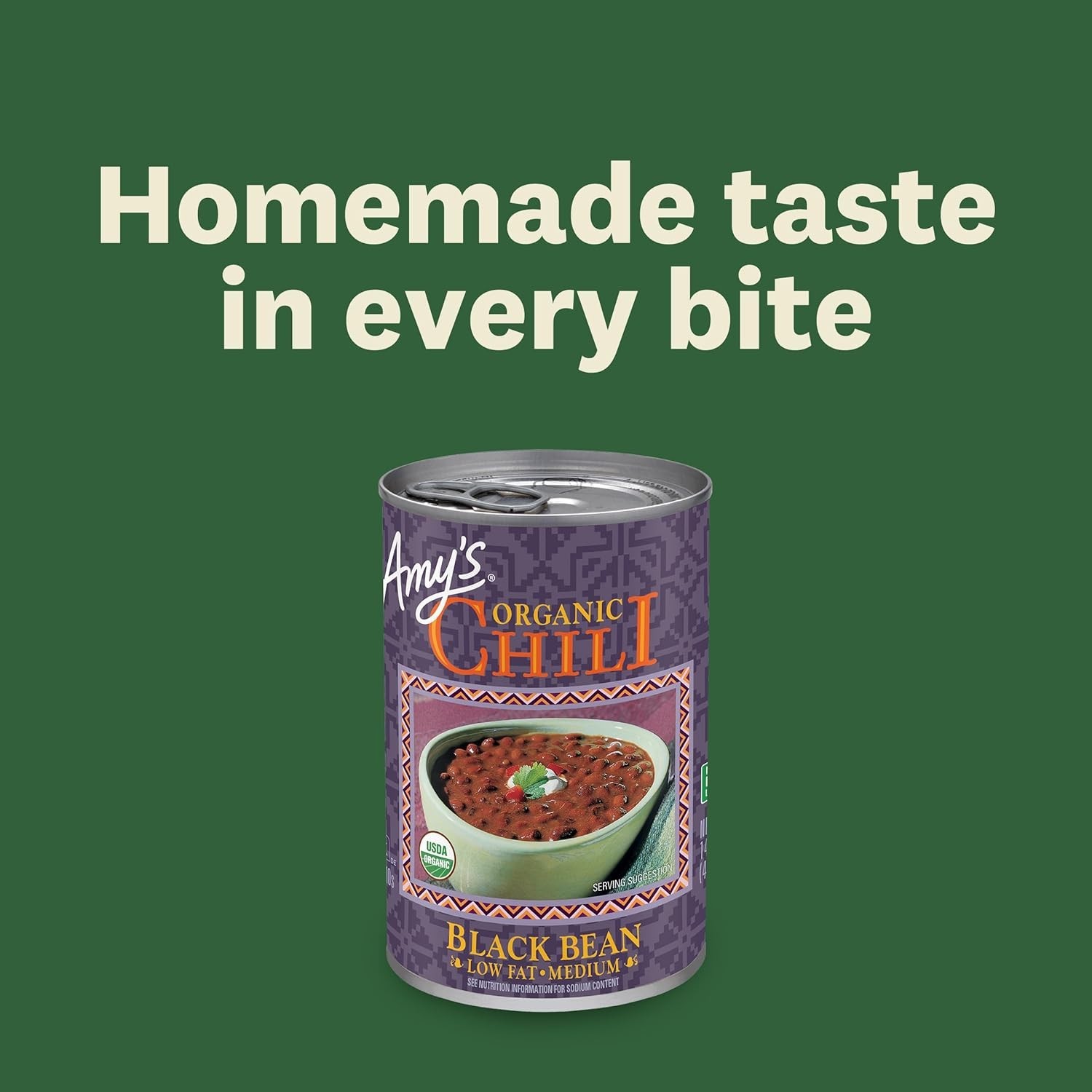Organic Medium Black Bean Chili – 14.7 Oz Can, 12 Pack of Healthy Goodness