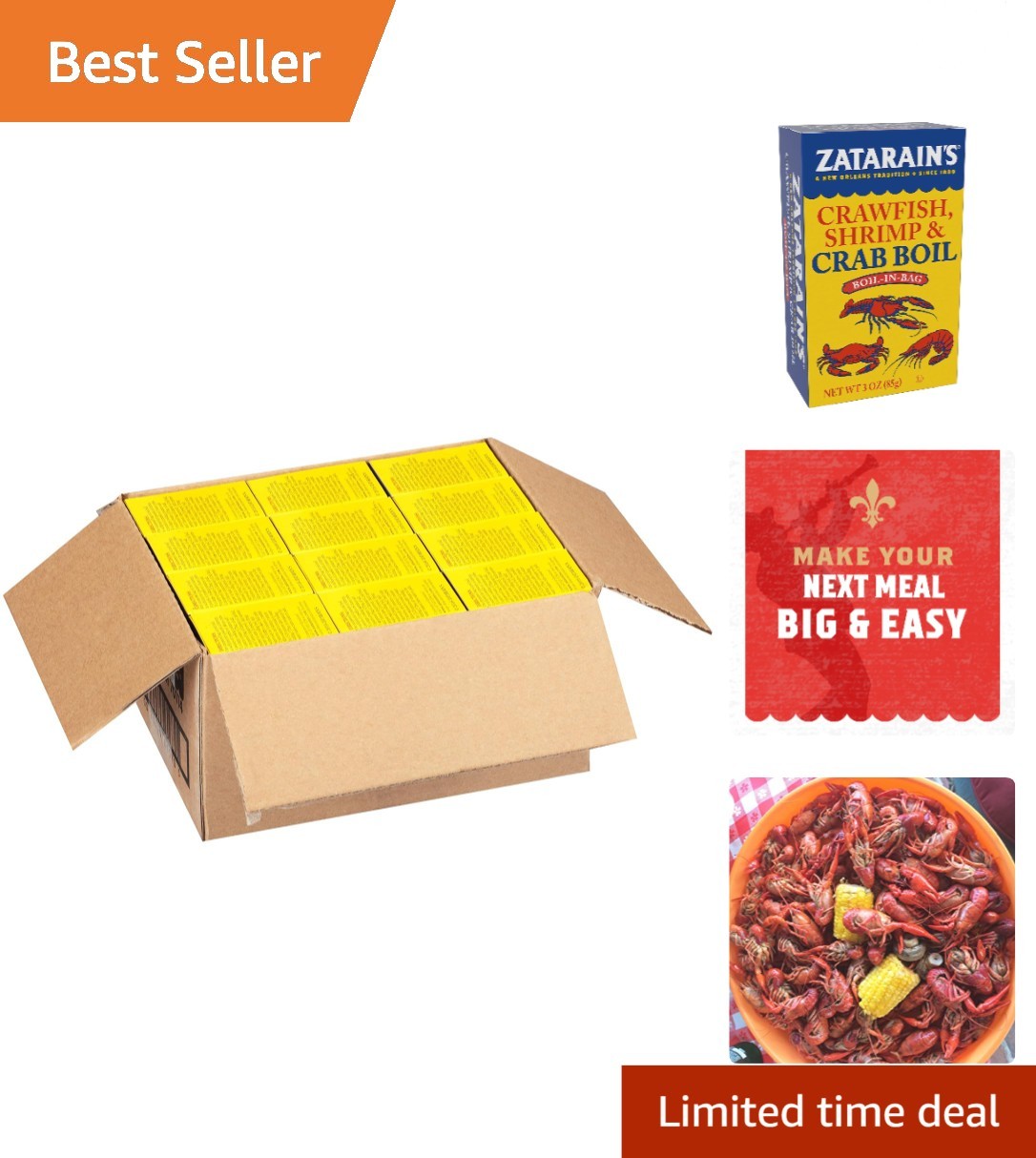 Elevate Your Seafood: New Orleans Crawfish, Shrimp & Crab Boil, 3 oz Pack of 6