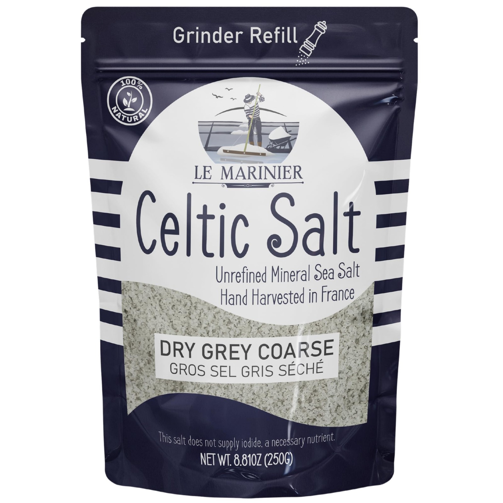 French Sea Salt Dry Grey Coarse, 0.6lb – 8.81oz (250g). Mineral Rich 100% Nat…