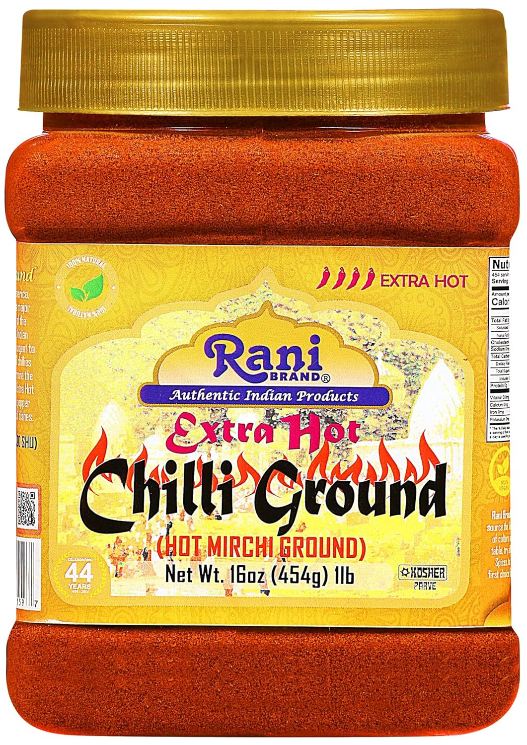 Rani Extra Hot Chilli Powder Indian Spice 16Oz (1Lb) 454G PET Jar ~ All Natural