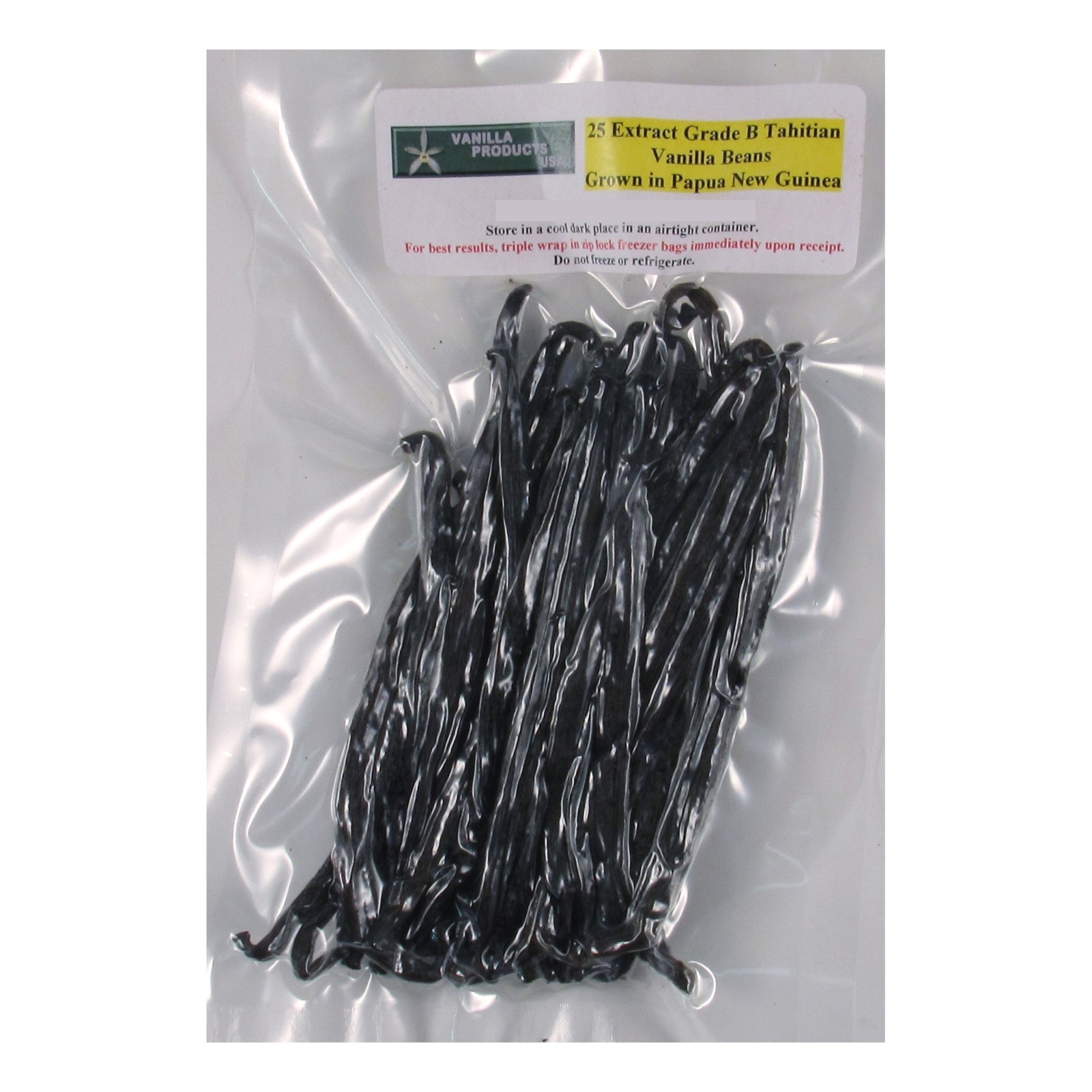 Vanilla Products USA 25 Tahitian Extract Grade B Vanilla Beans grown in PNG 4~5″