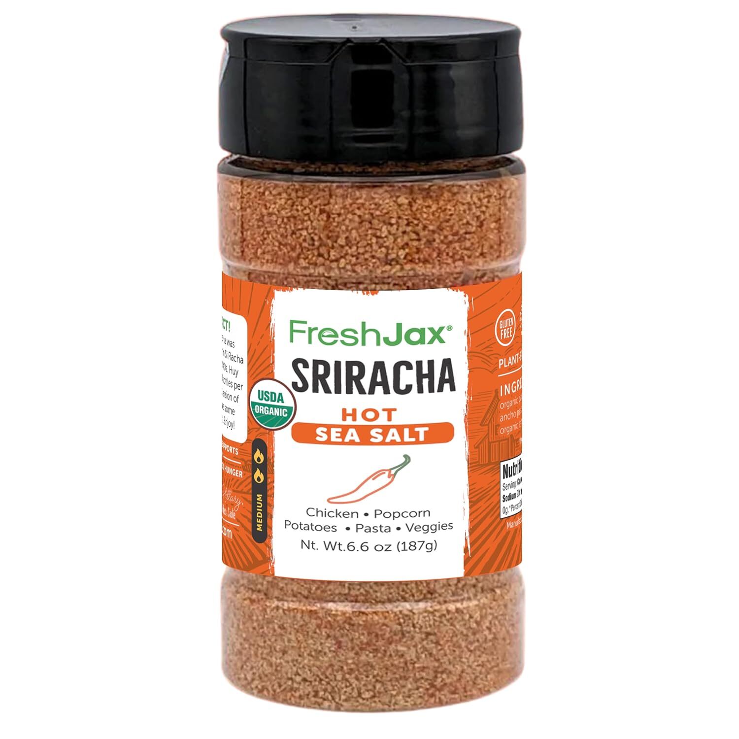 FreshJax Organic Sriracha Hot Sea Salt (6.6 oz) Sriracha Seasoning Salt