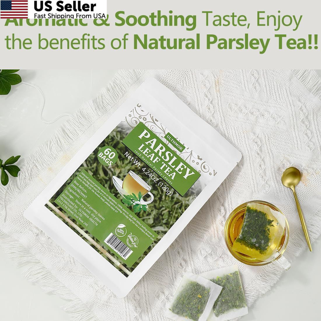 Premium 60 Parsley Tea Bags 100% Natural Parsley Leaves Caffeine Free Tea