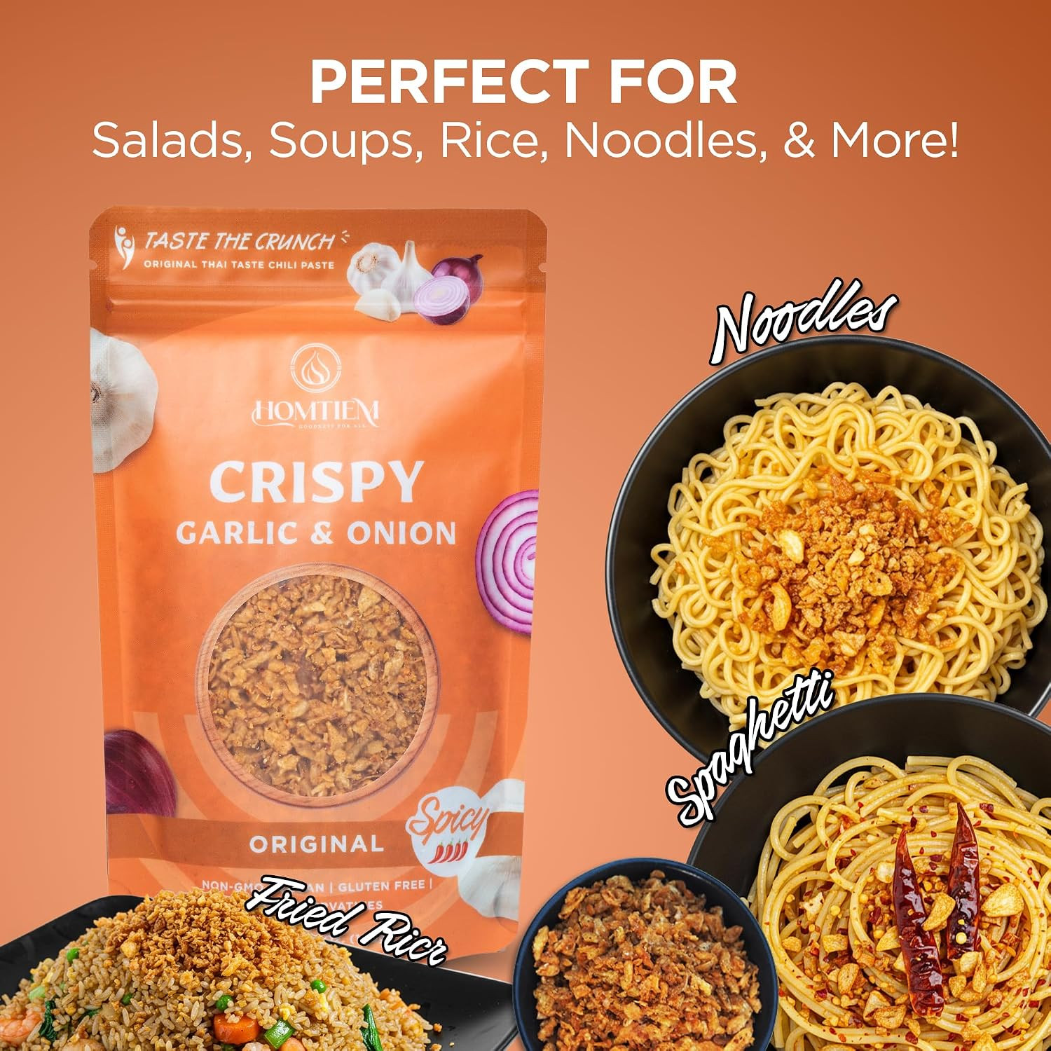 Crispy Garlic & Onion : Original Spicy 3.5 Oz., Medium Spice, Versatile Seasonin