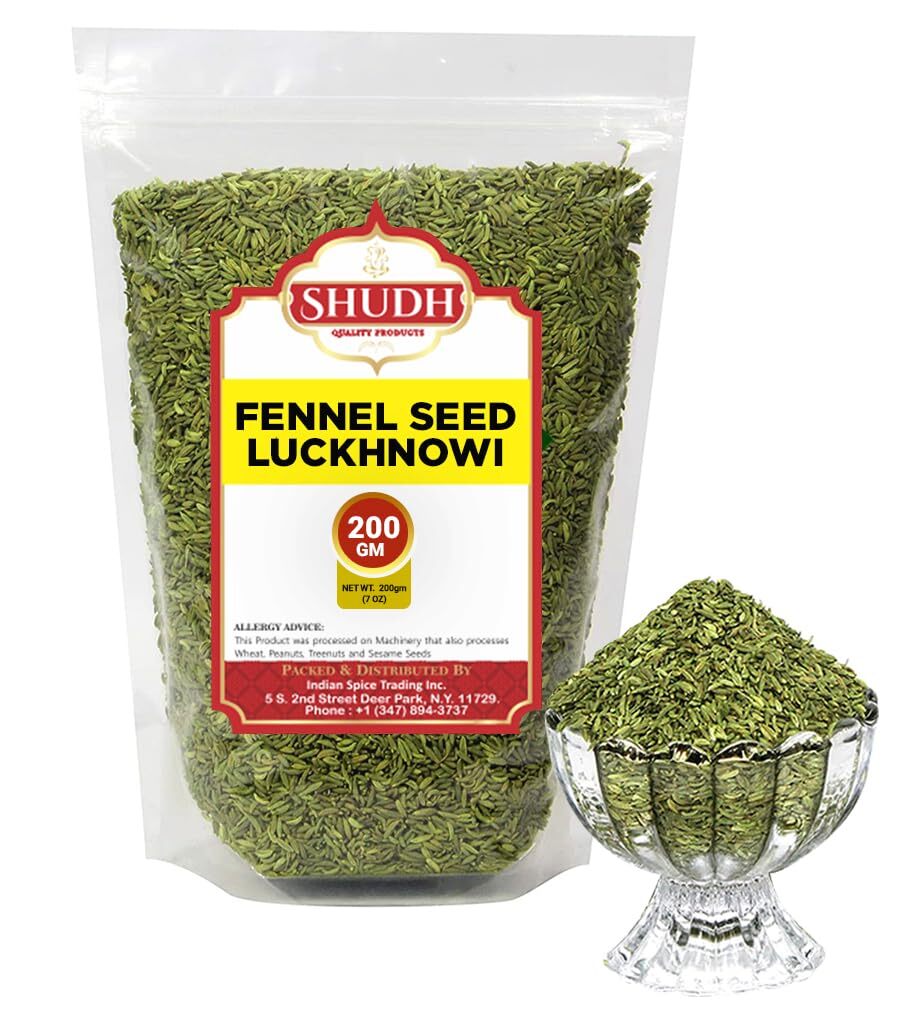 SHUDH Fennel Seed Luckhnowi 200gm | 7 oz ~ Saunf Sabut ~ Whole Spice