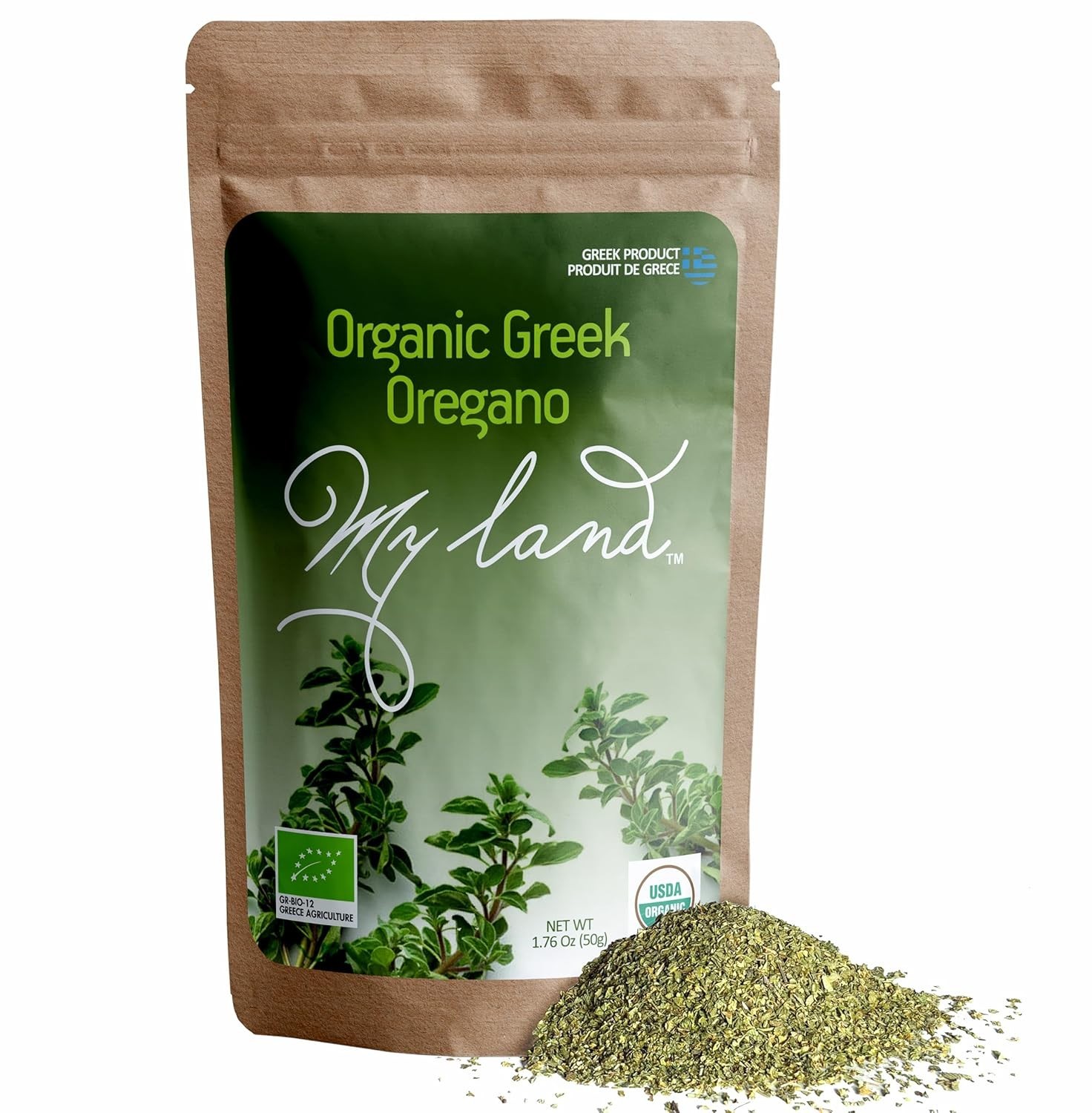 🔥My Land Organic Greek Oregano, Dried Whole-Leaf Cut & Sifted, 1.76 oz🔥
