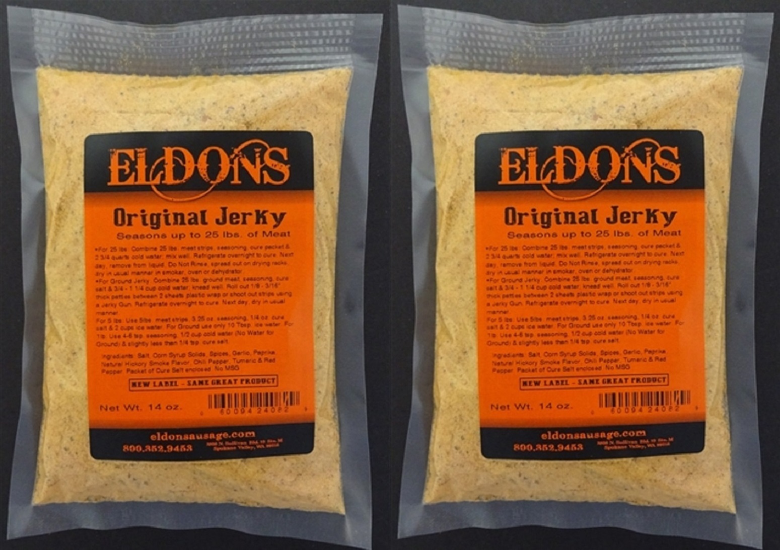 2 Bags of Original Jerky Seasoning Spice with Cure 28 oz. Seasons 50 Lbs #4082