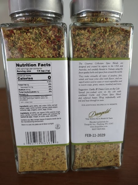 2-PK The Gourmet Collection Spice Blends GARLIC AND ONION, 8.46 oz x 2
