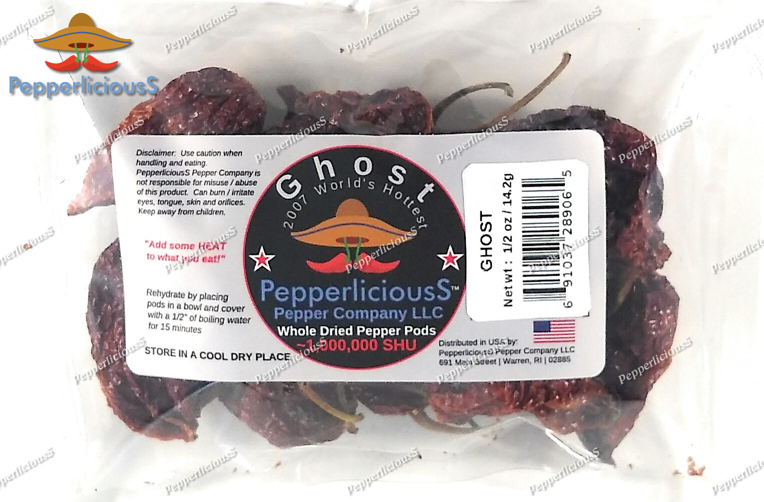 1.5 oz Habanero/Ghost/Carolina Reaper VarietyPk Worlds Hottest Dried Pepper Pods