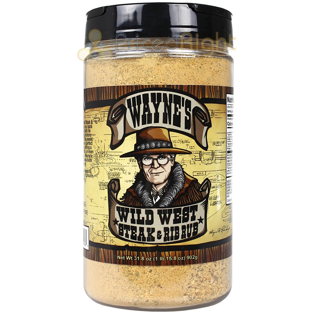 Waynes Wild West Steak and Rib Rub 31.8 oz Bottle Gluten Free No MSG Sweet Smoky