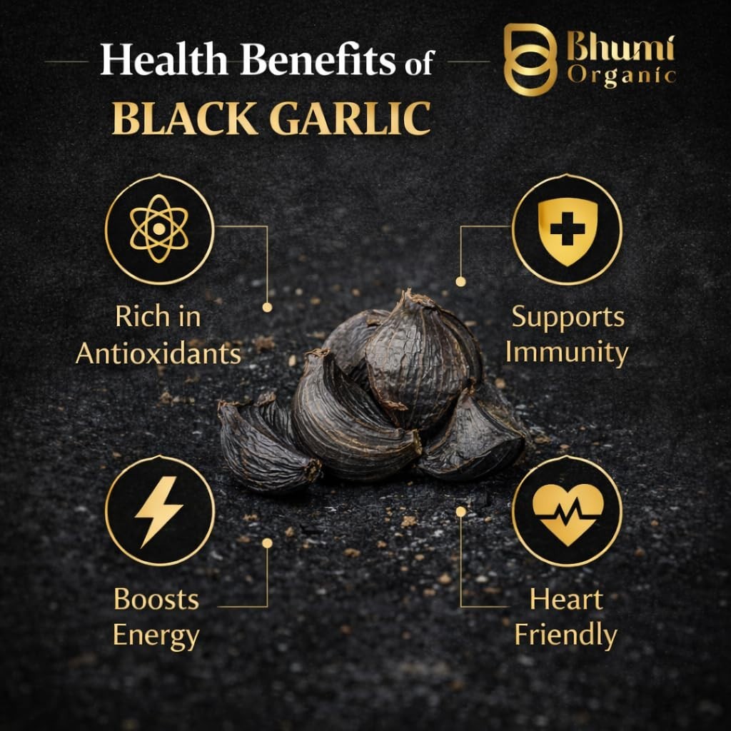 Bhumi Organic Black Garlic Cloves 100g Ready to Eat Healthy Food Pack