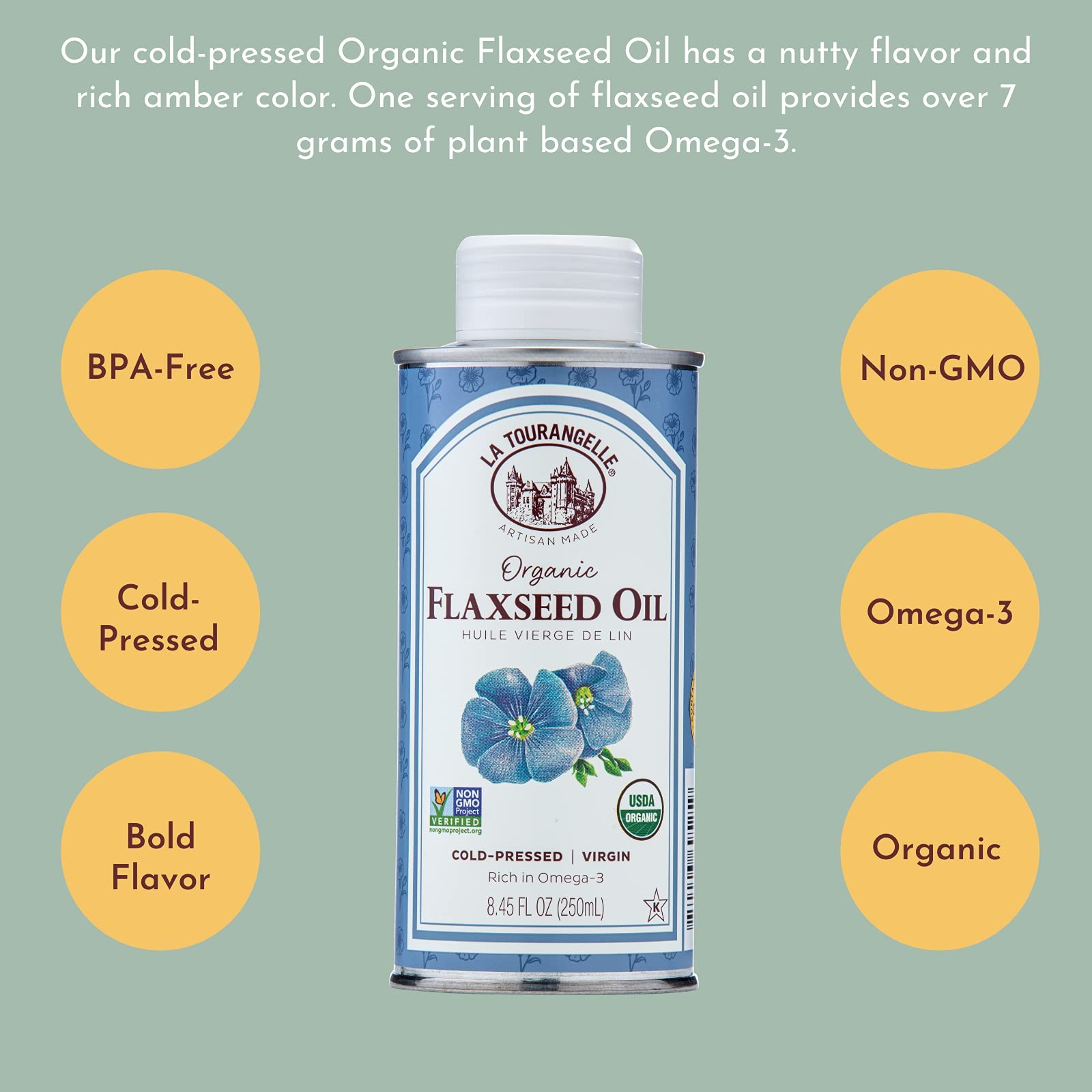 , Organic Flaxseed Oil, Essential Omega3 to Improve Heart Health, Vegan, NonG…
