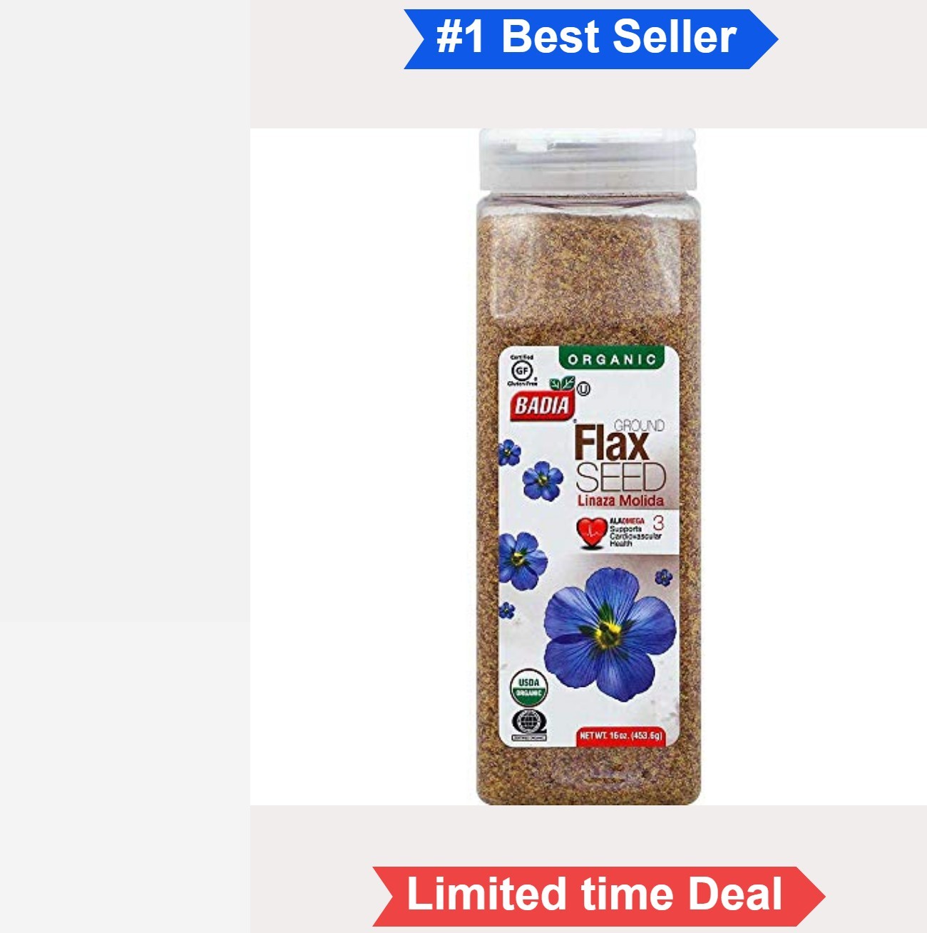 Organic Ground Flax Seed 16 Ounce Kosher Powder Jar 4 Pack For Baking Smoothies