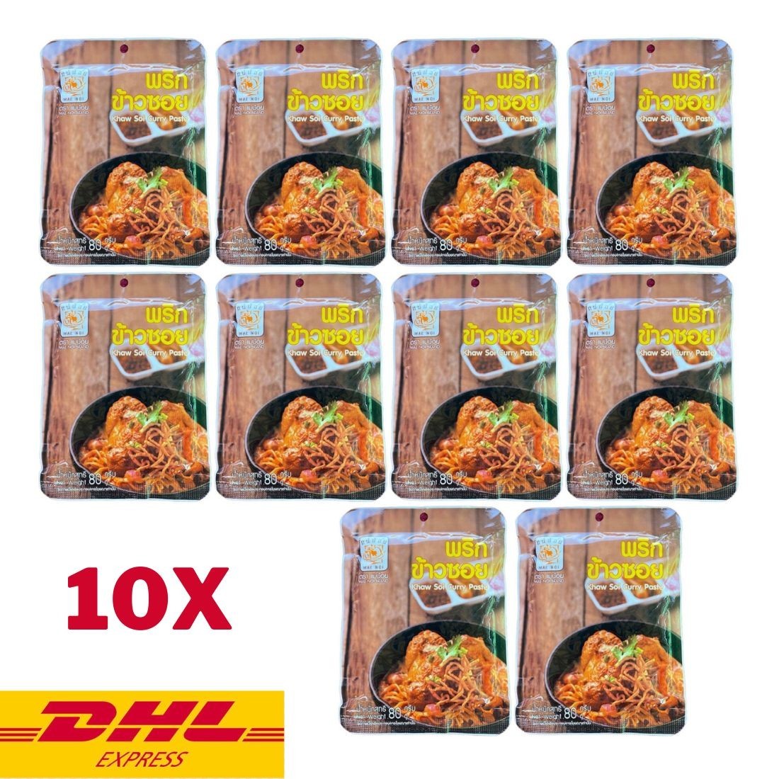 10x Khaw Soi Curry Paste Instant Mae Noi Thai Nothern Thailand Food 80 g