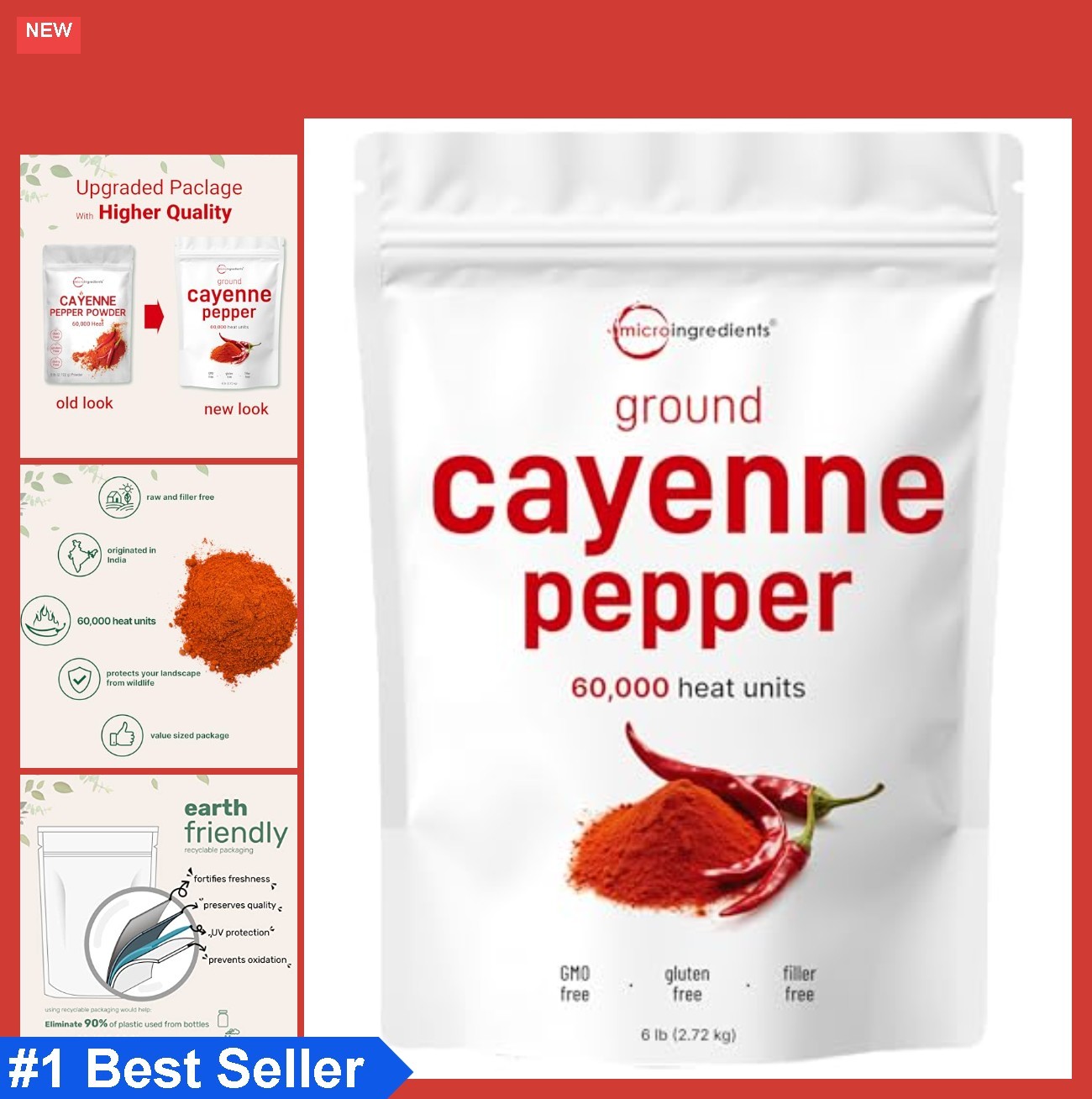 Ground Cayenne Pepper Powder 6lb Bulk 60000 SHU Heat Non GMO Garden Protection