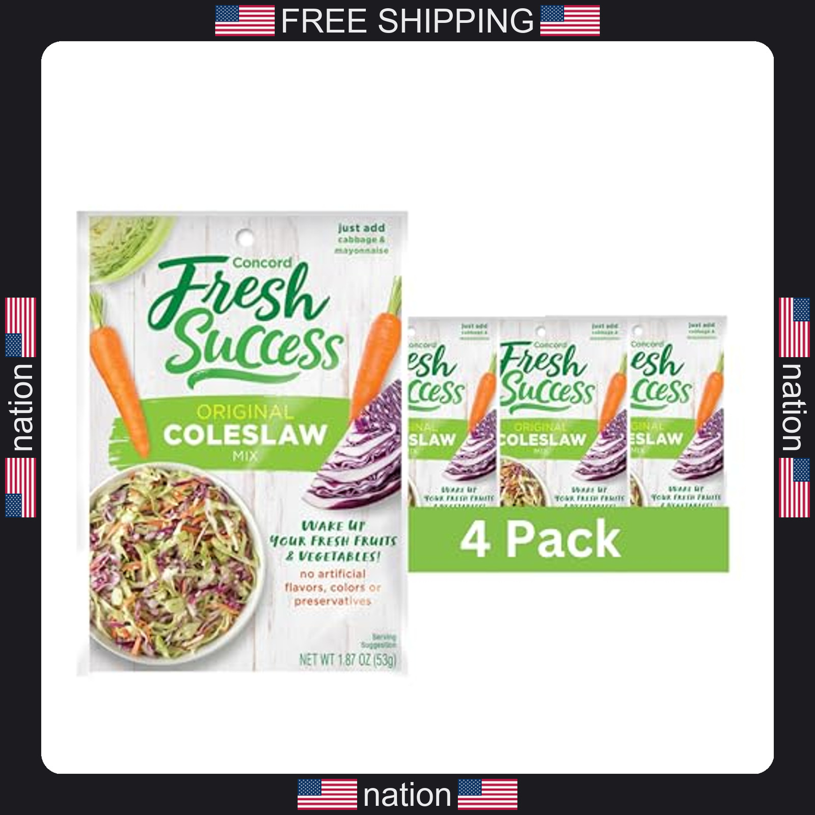 Concord Foods All-American Coleslaw Seasoning Mix, Tangy, Sweet-Tart Blend for
