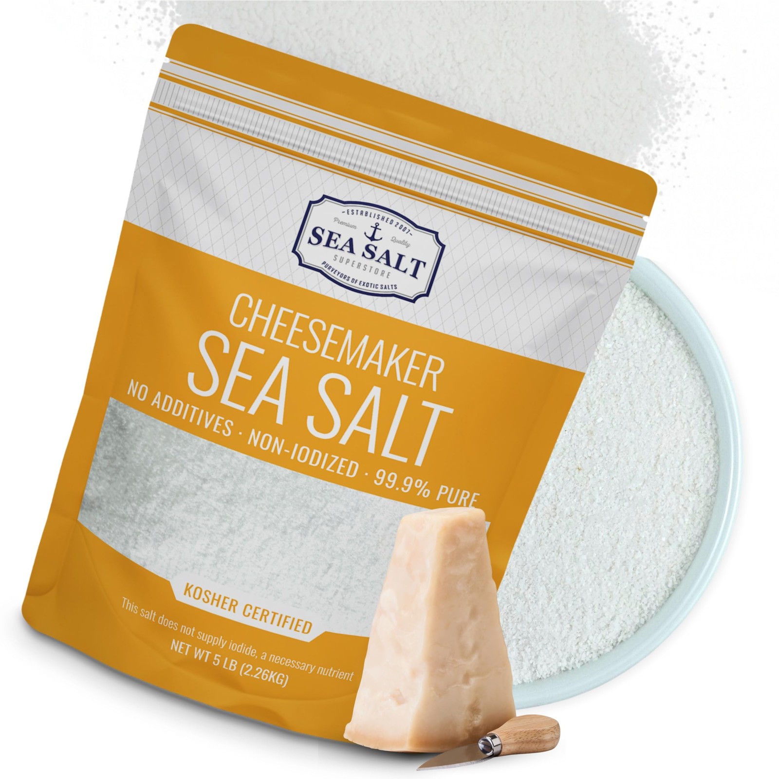 Fine Sea Salt for Homemade Cheese Making, Gluten-Free and Non-Iodized, Kosher…