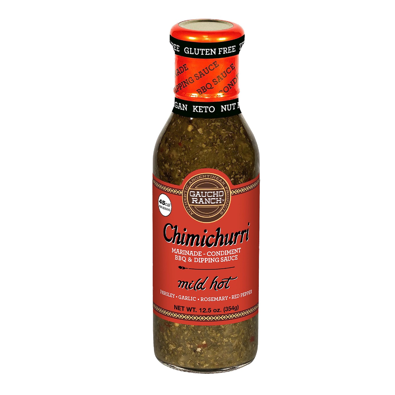 Gaucho Ranch Gourmet Chimichurri Steak Sauce Mild Hot | 17.5 ounces, green