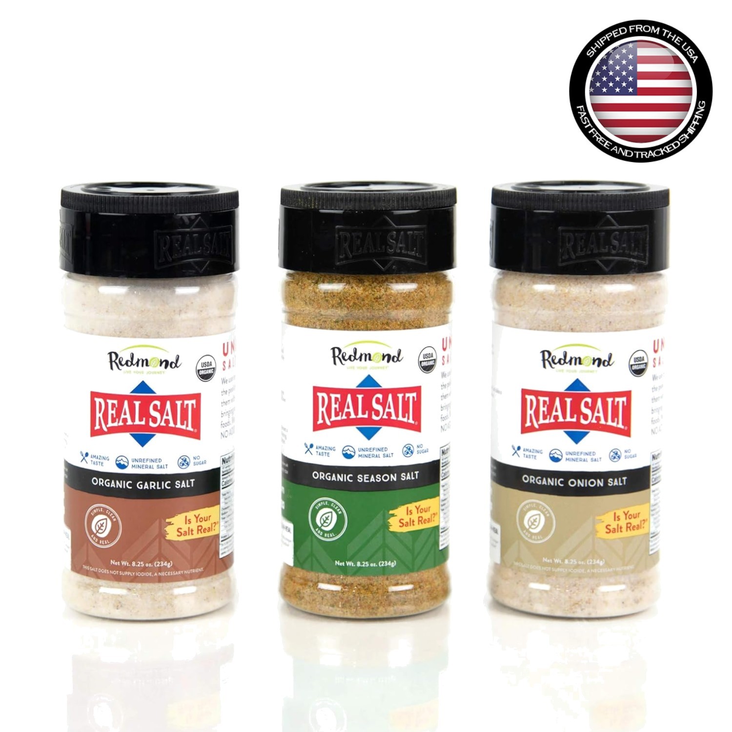 Redmond Organic Sea Salt – Unrefined Gluten-Free Seasoning with Onion & Garlic