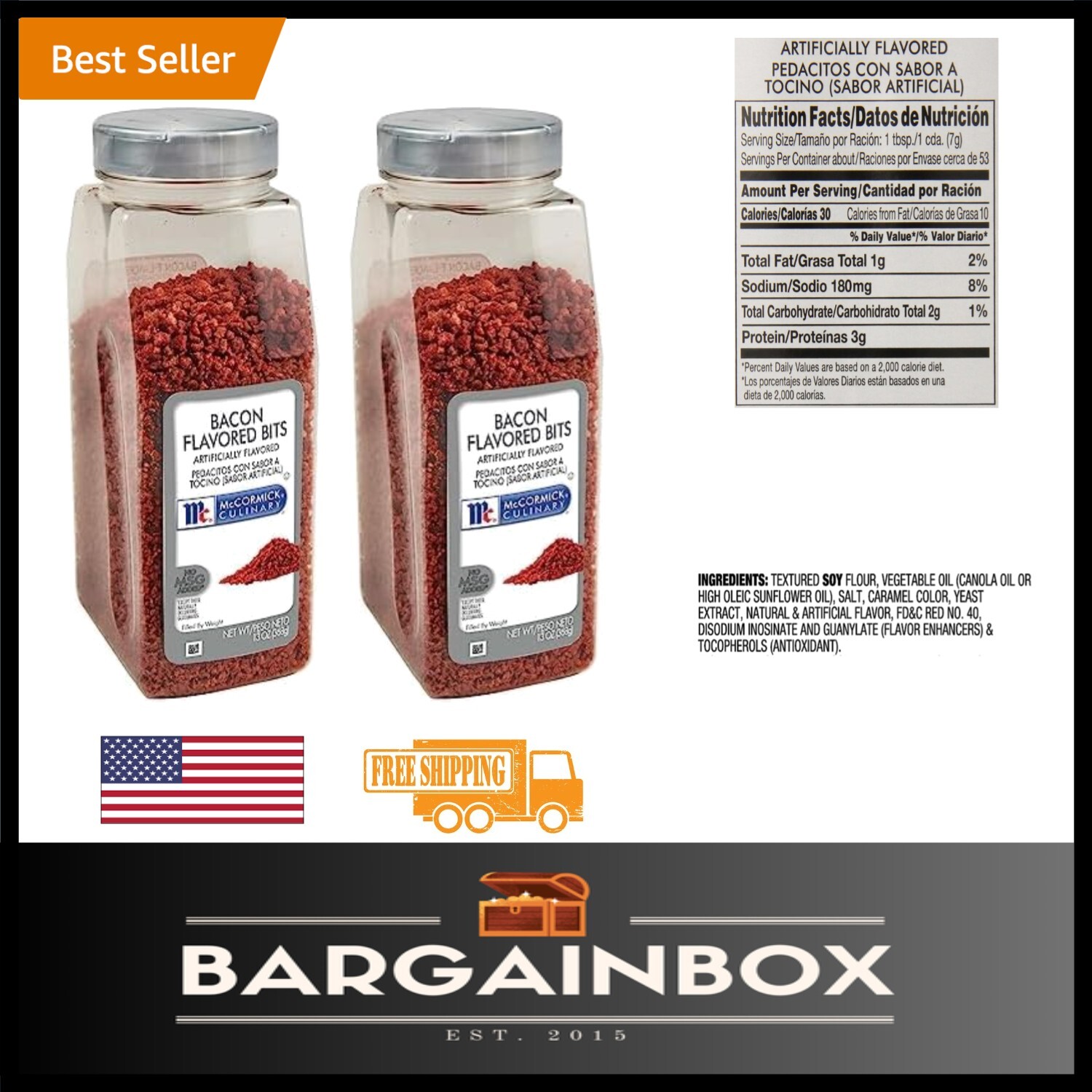 Versatile 3 oz Bacon Flavored Bits, No MSG – 2-Pack for Easy Meal Enhancements