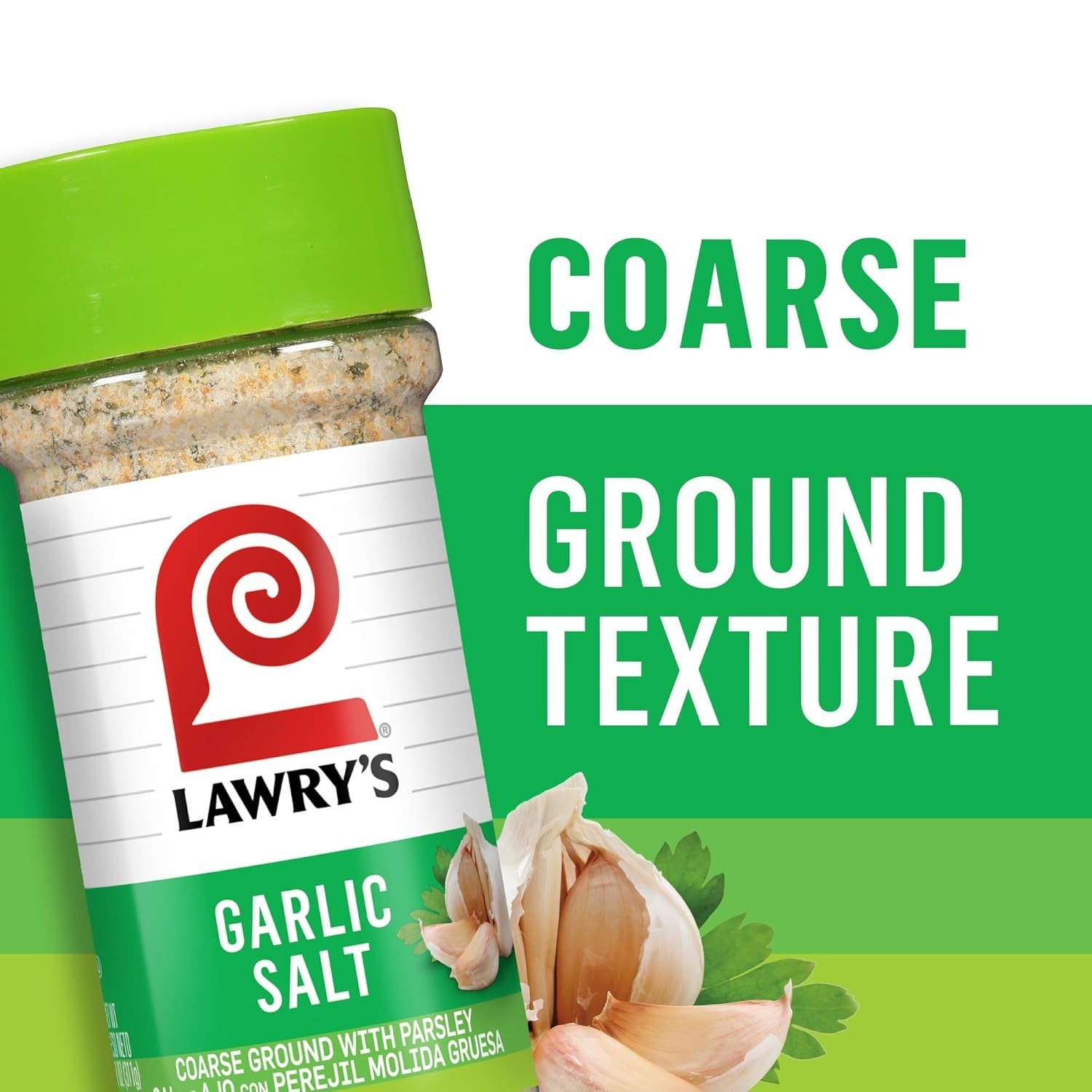 Lawry’s Garlic Salt, Coarse Ground with Parsley, No MSG Added, Kosher Certifi…