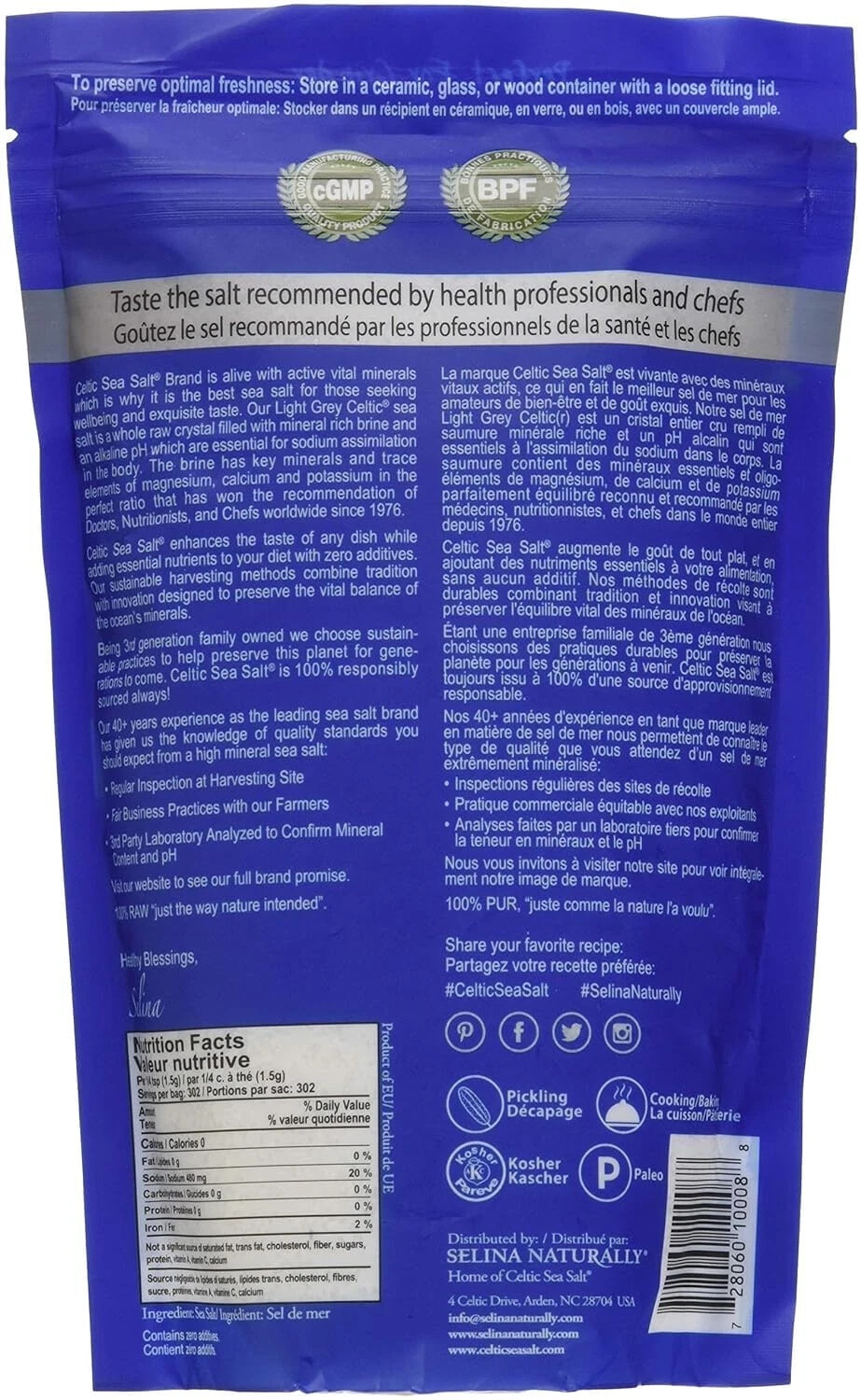 Sal Marina Gris Celta Gruesa 1 Lb No Refinada Para Especias y Condimentos Nueva