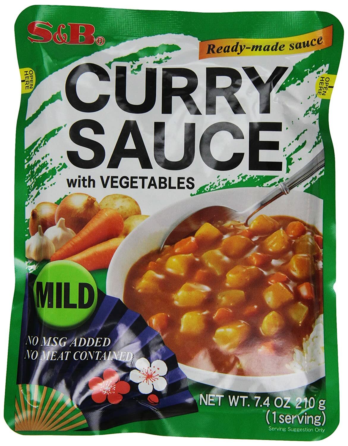 S&B Japanese Style Curry Sauce with Vegetables Mild Flavor 7.4 oz (210g) NO MSG