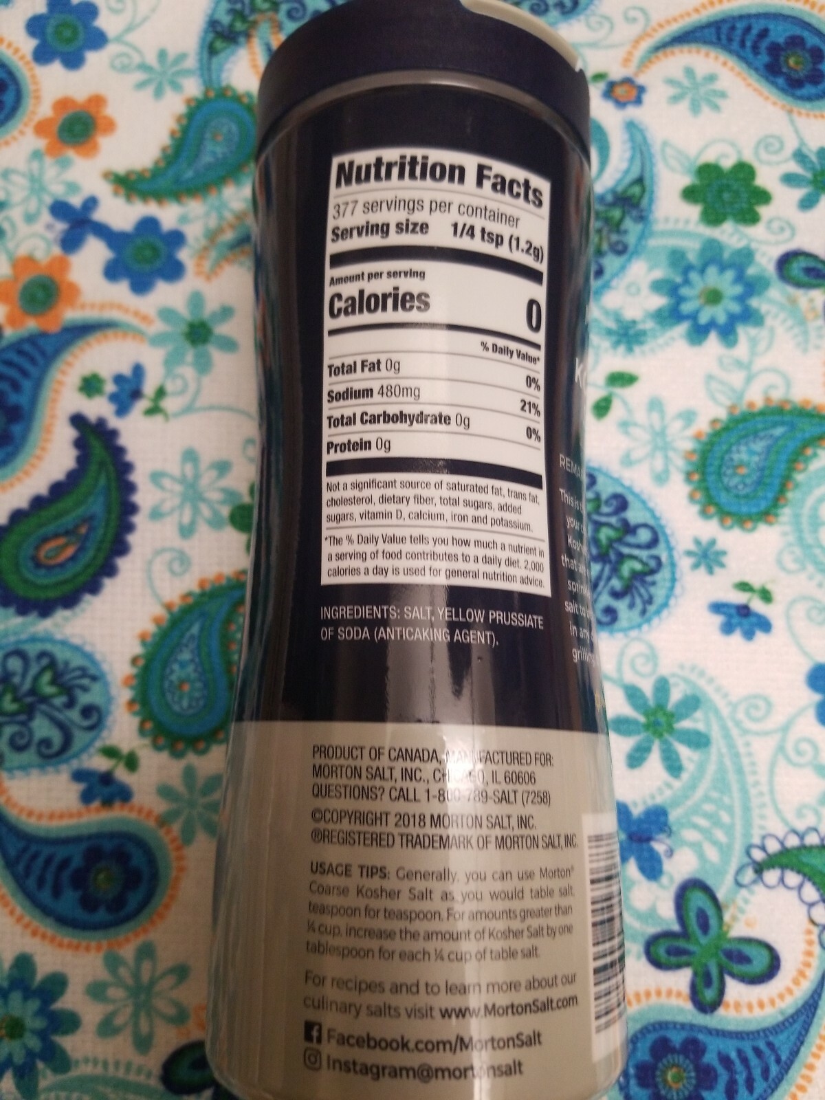Morton Coarse Kosher Salt 16 oz, New Sealed