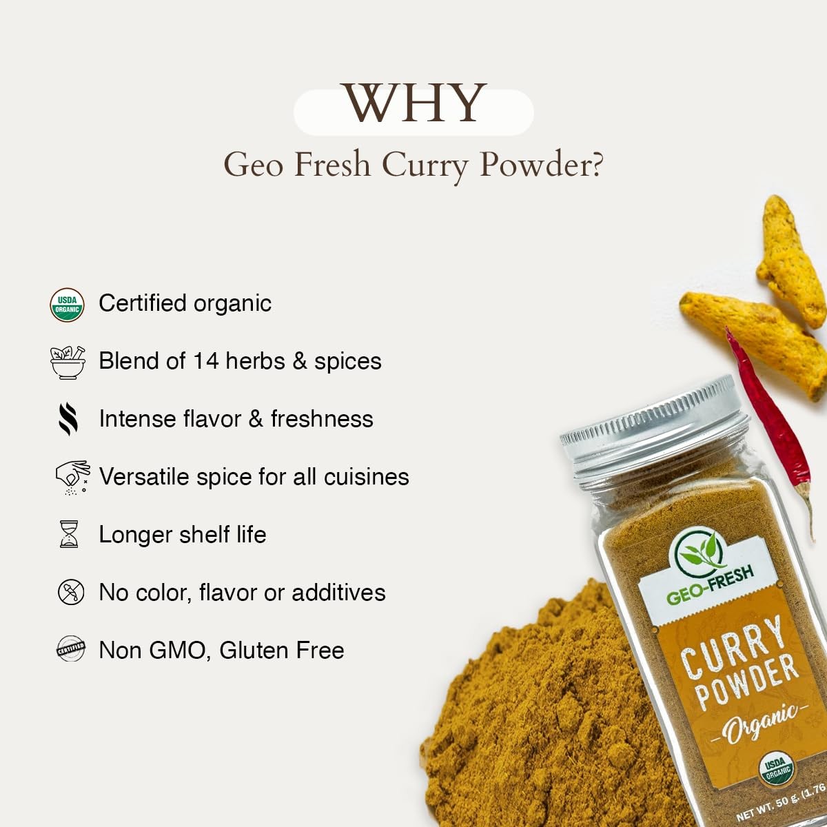 Geo-Fresh Organic Curry Powder – 1.76 oz (50g) – –…