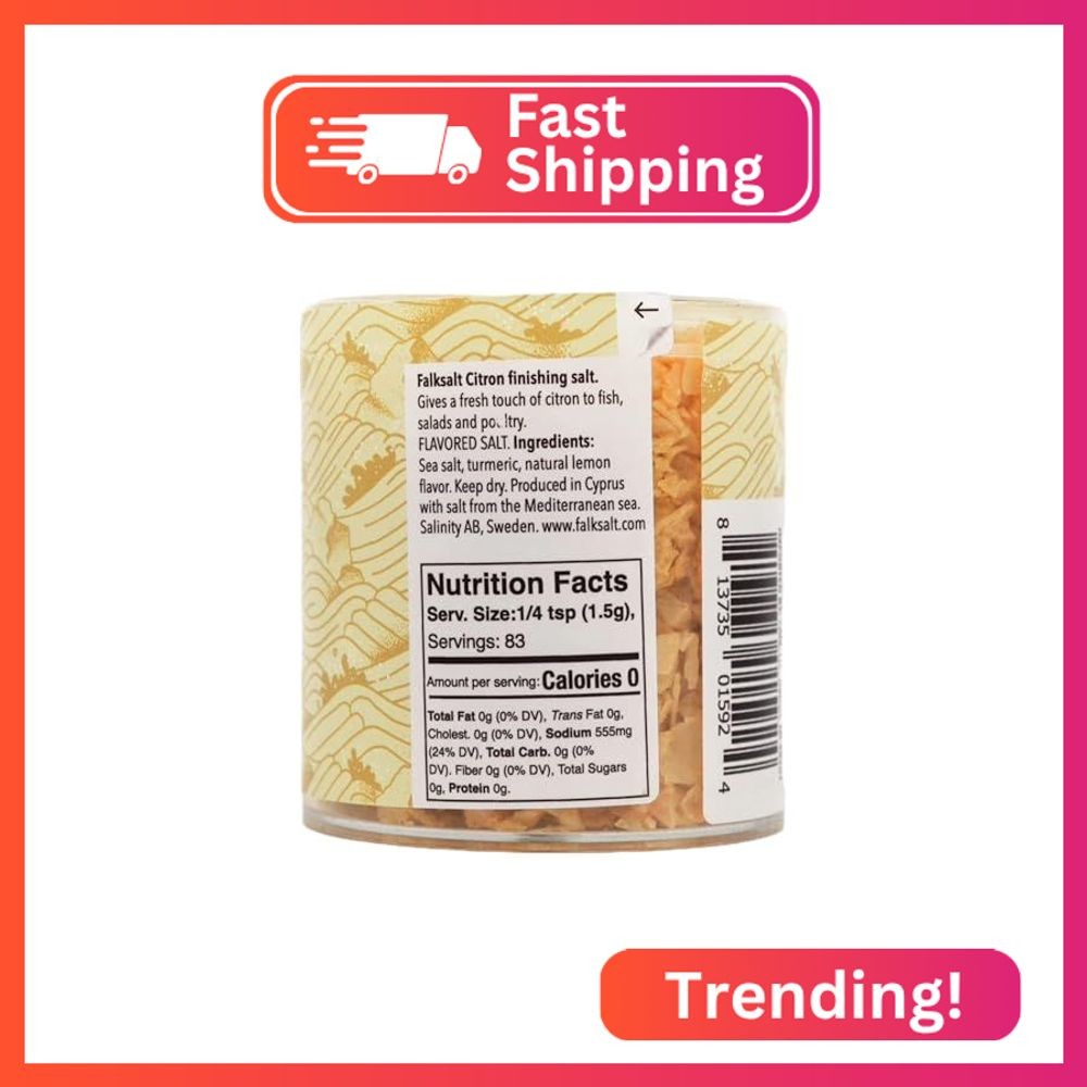 Falksalt – Citron Lemon Sea Salt Flakes, Handcrafted, Kosher, and All Natural Fi