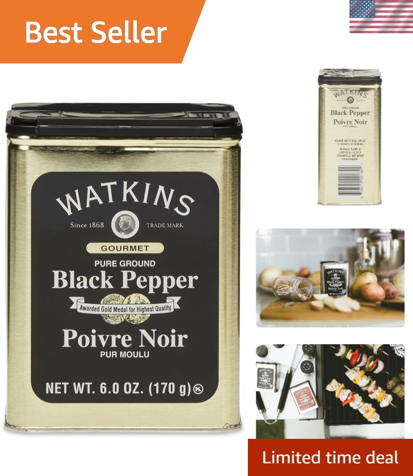 6 oz. Tin of Gluten-Free Kosher Black Pepper for Culinary Excellence
