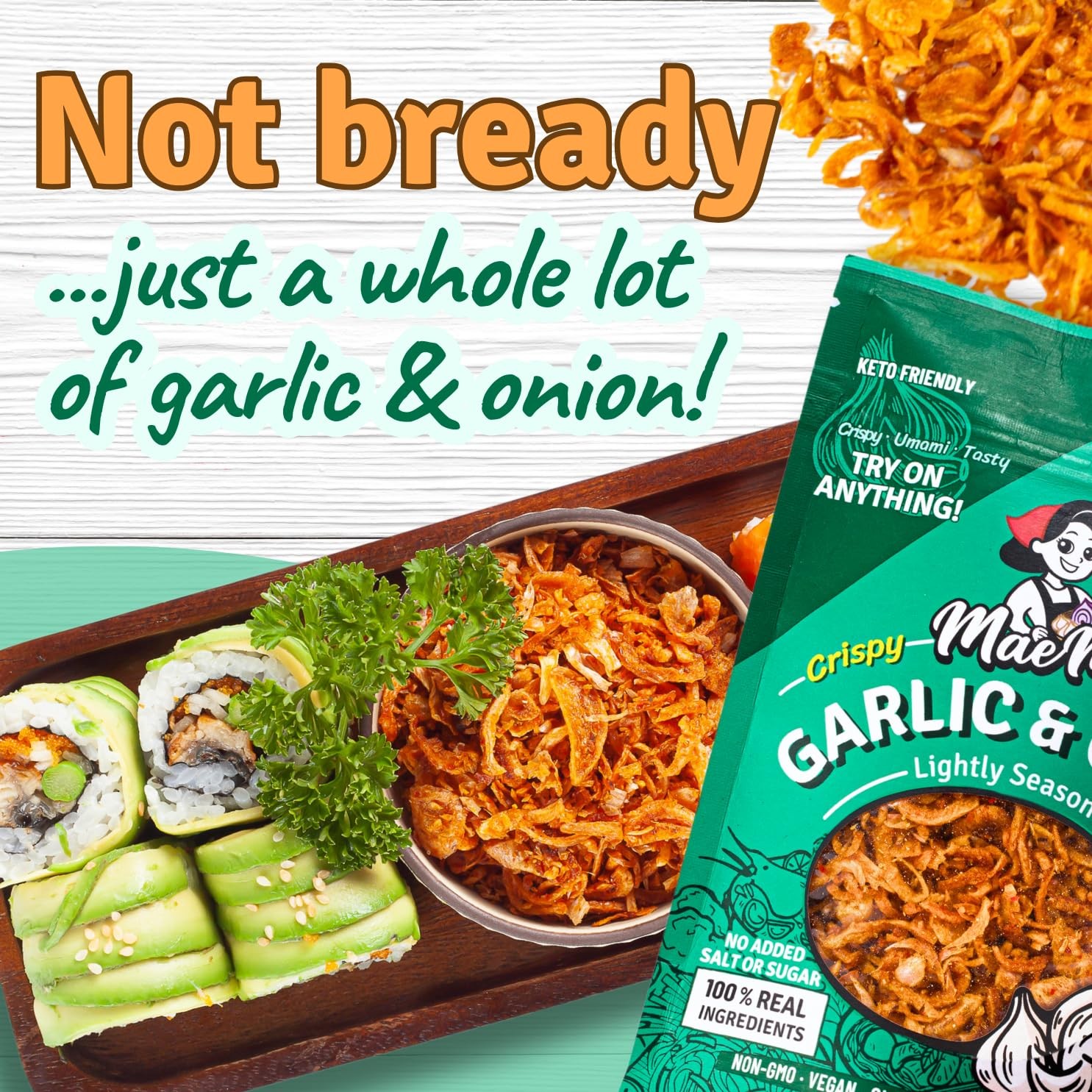 MaeMai Chili Crisp MILD Spice Premium Onion & Garlic Flakes Crispy AllPurpo…