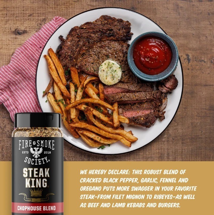 Fire & Smoke Society Steak King Steak Seasoning, BBQ Rub, 8.5 oz Mixed Spices