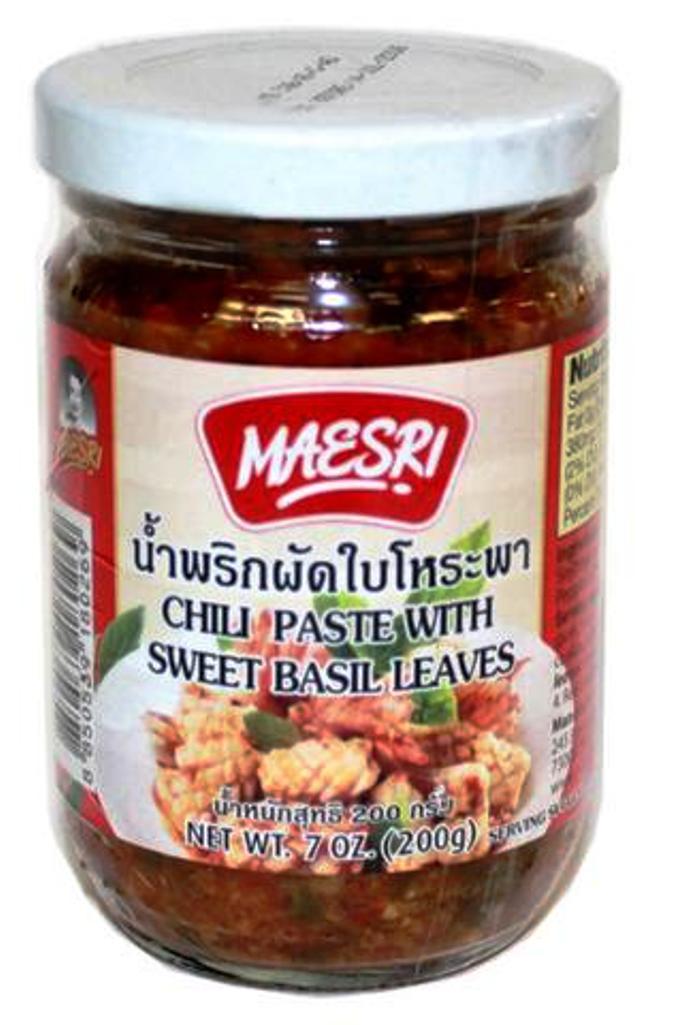 Maesri Chilli Paste with Sweet Basil Leaves Thai Chili Sauce 7oz