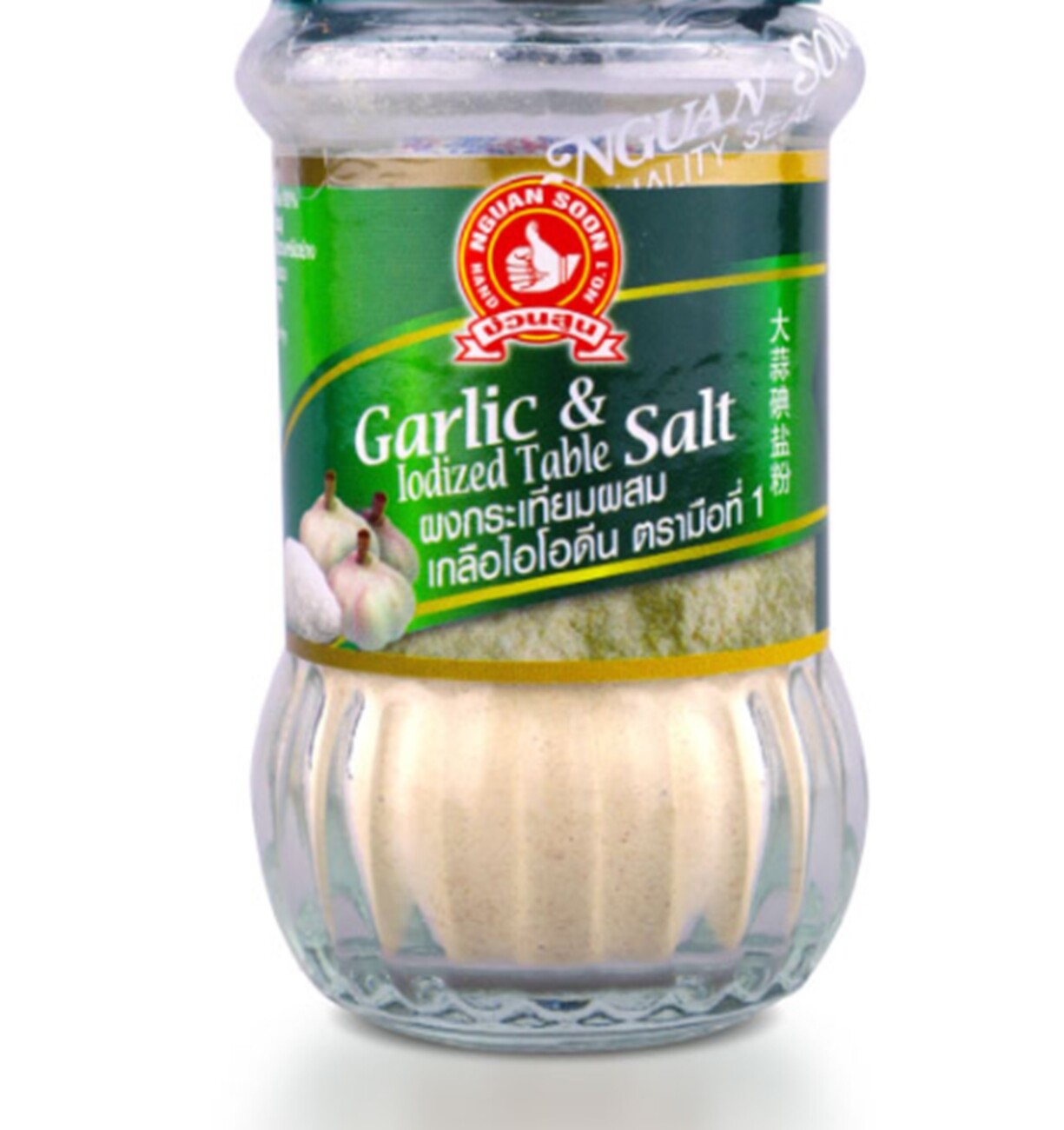 Nguan Soon No.1 Hand Brand Garlic and Iodized Table Salt Seasoning Bottle 50 g.
