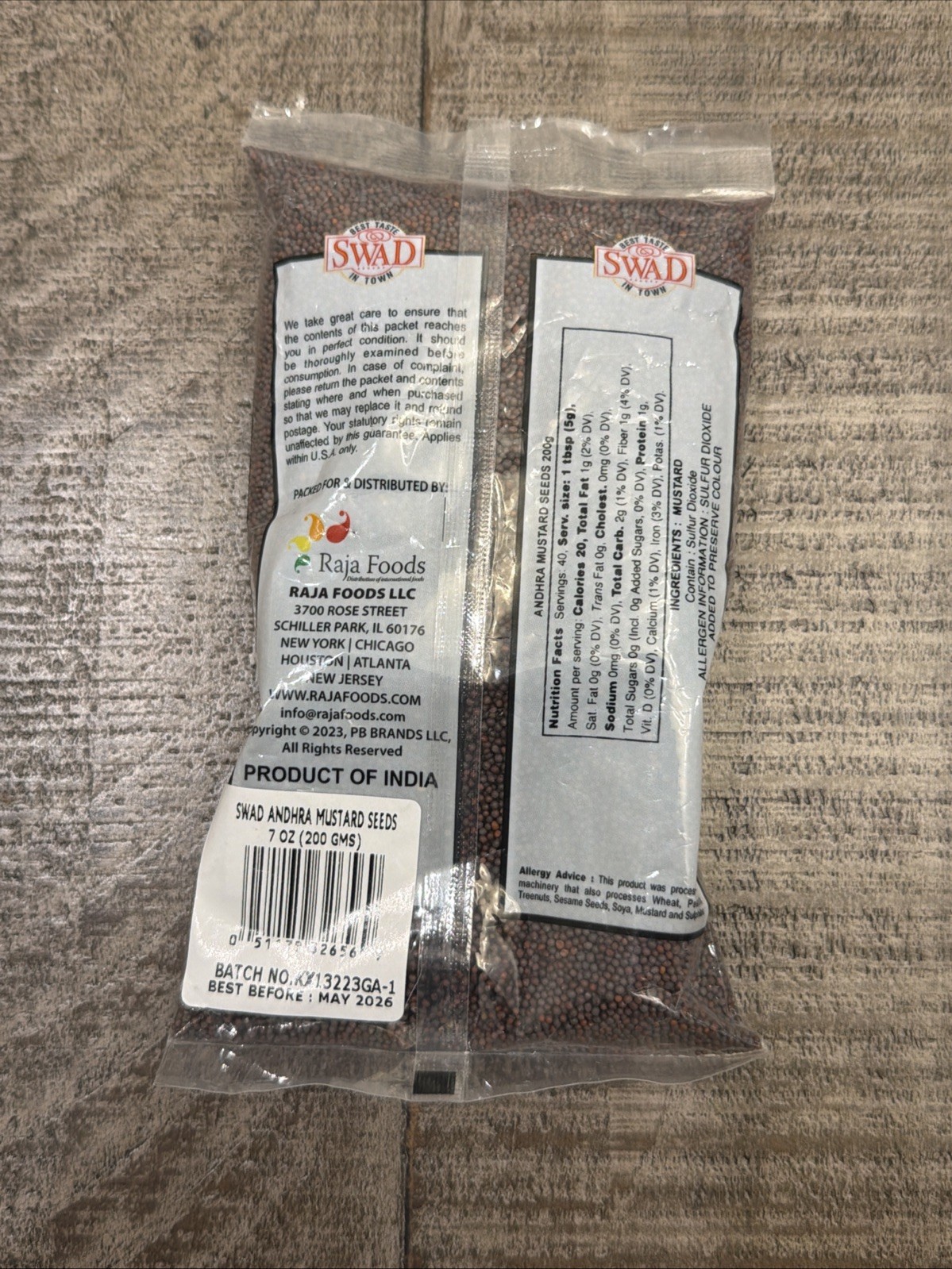SWAD Andhra Black Mustard Seeds 200g 7oz NEW India Exp May 2026 Whole Spices