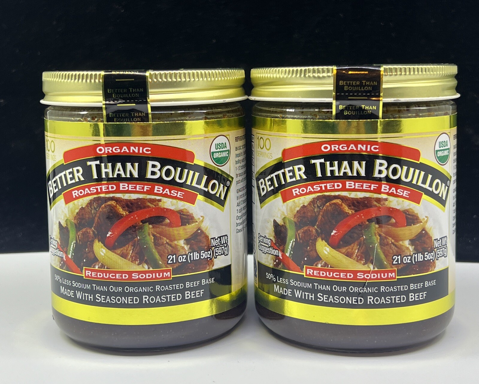 2 X Better Than Bouillon Organic Roasted Beef Base Jar JUMBO 21oz Reduced Sodium
