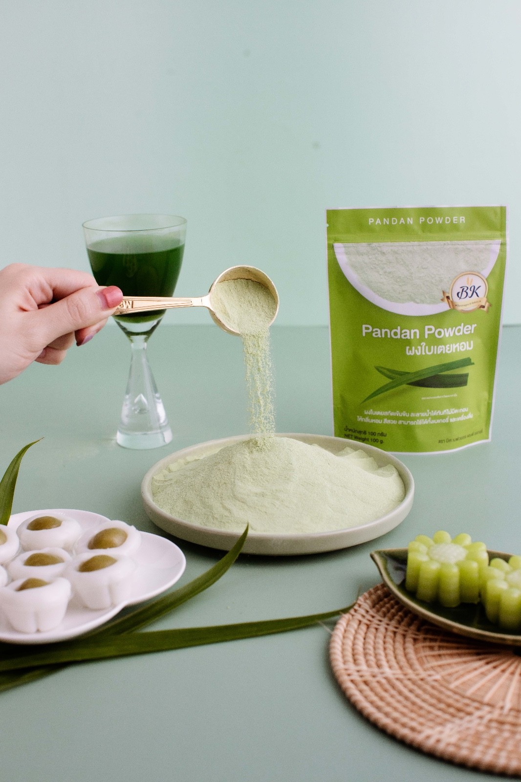 Aroma Pandan Leaf Natural Powder Bakery Desserts Drinks Beverage BK Powder 100g
