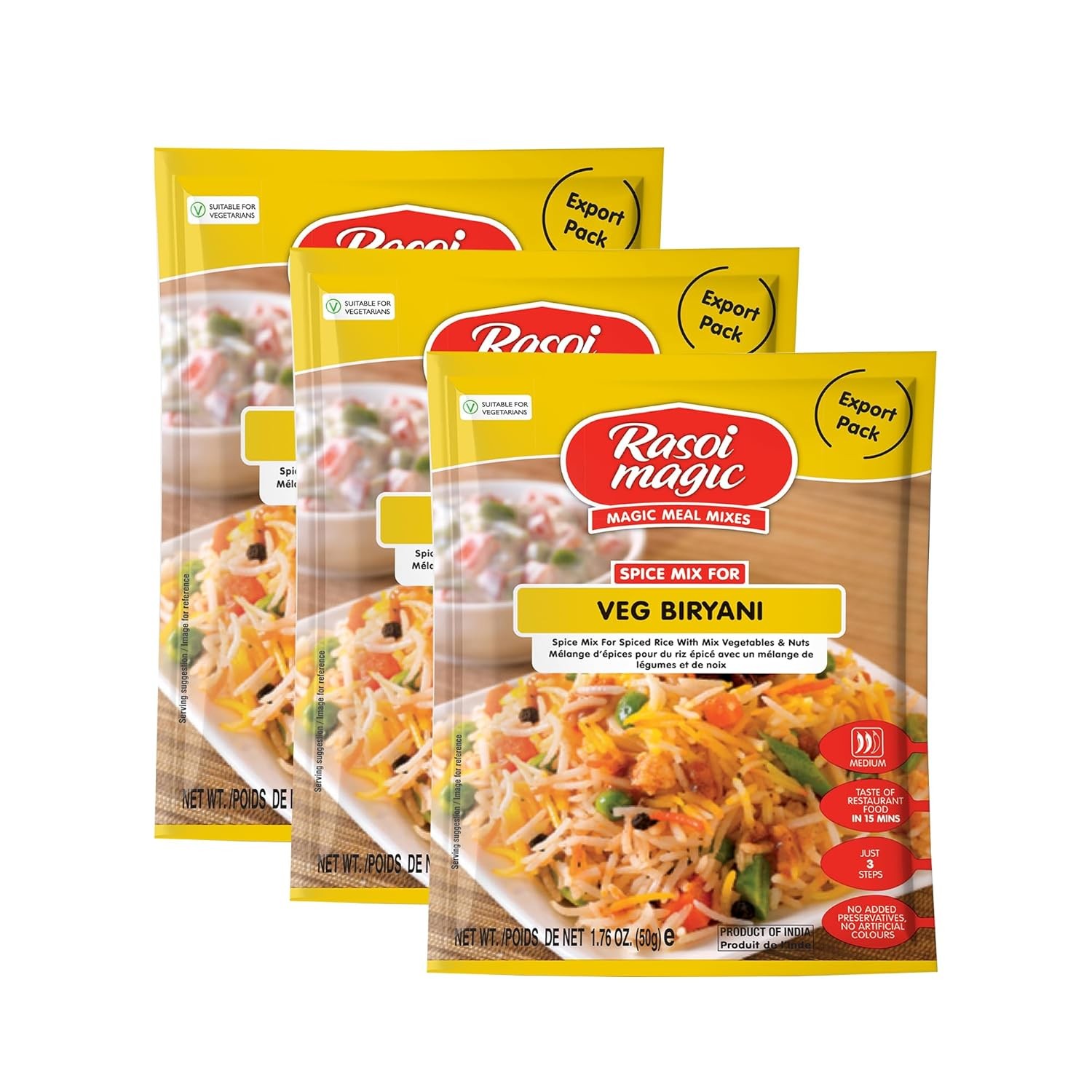 Rasoi Magic Spice Mix for Vegetable Biryani Masala 50g (Pack of 3)